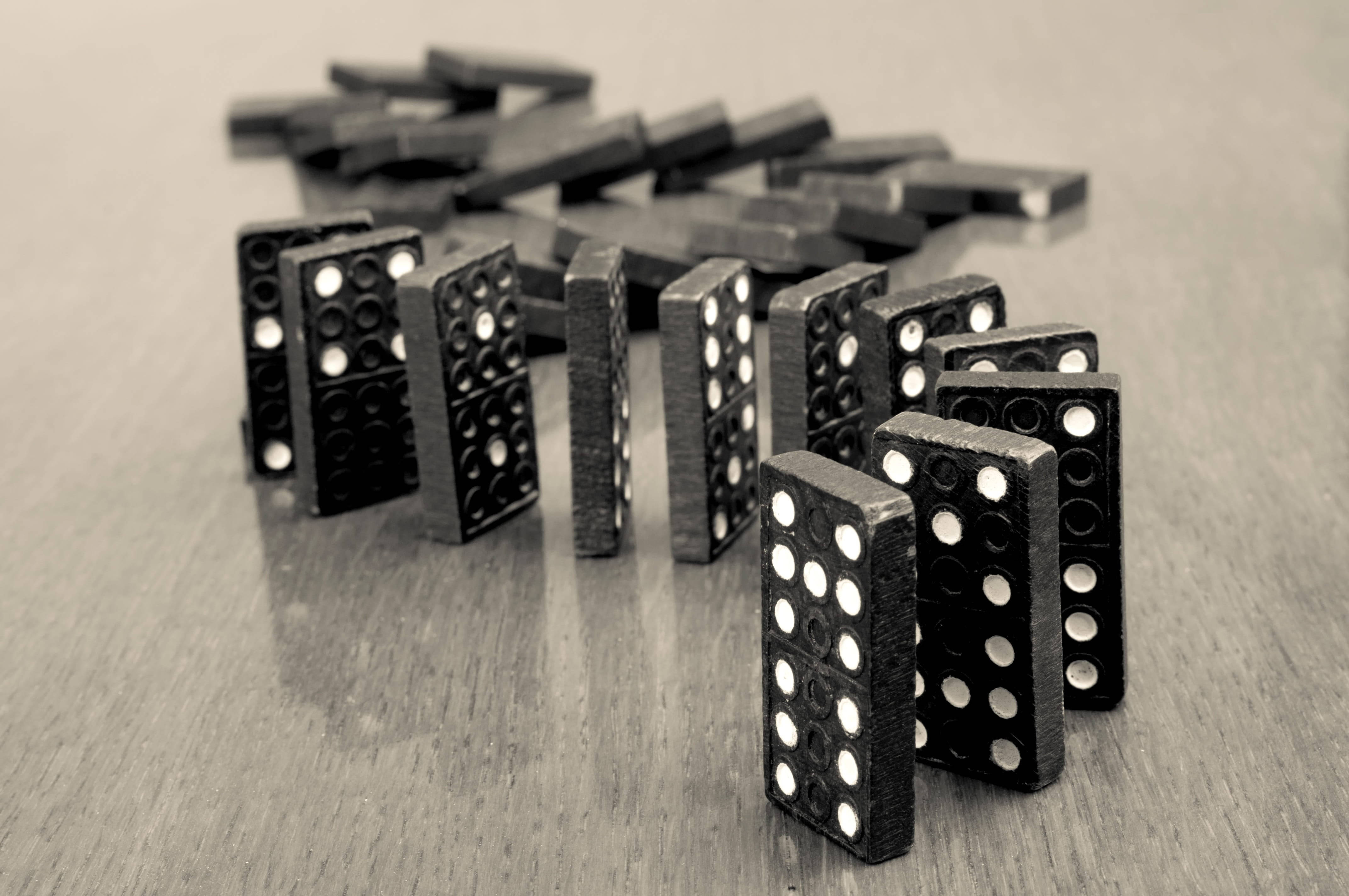 black dominoes, wooden surface, monochrome composition, 4K Desktop Wallpaper