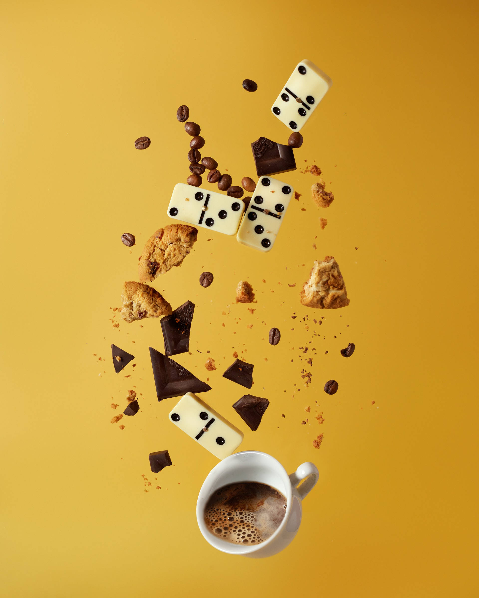 Domino, coffee beans, chocolate dominoes, Full HD Phone Wallpaper