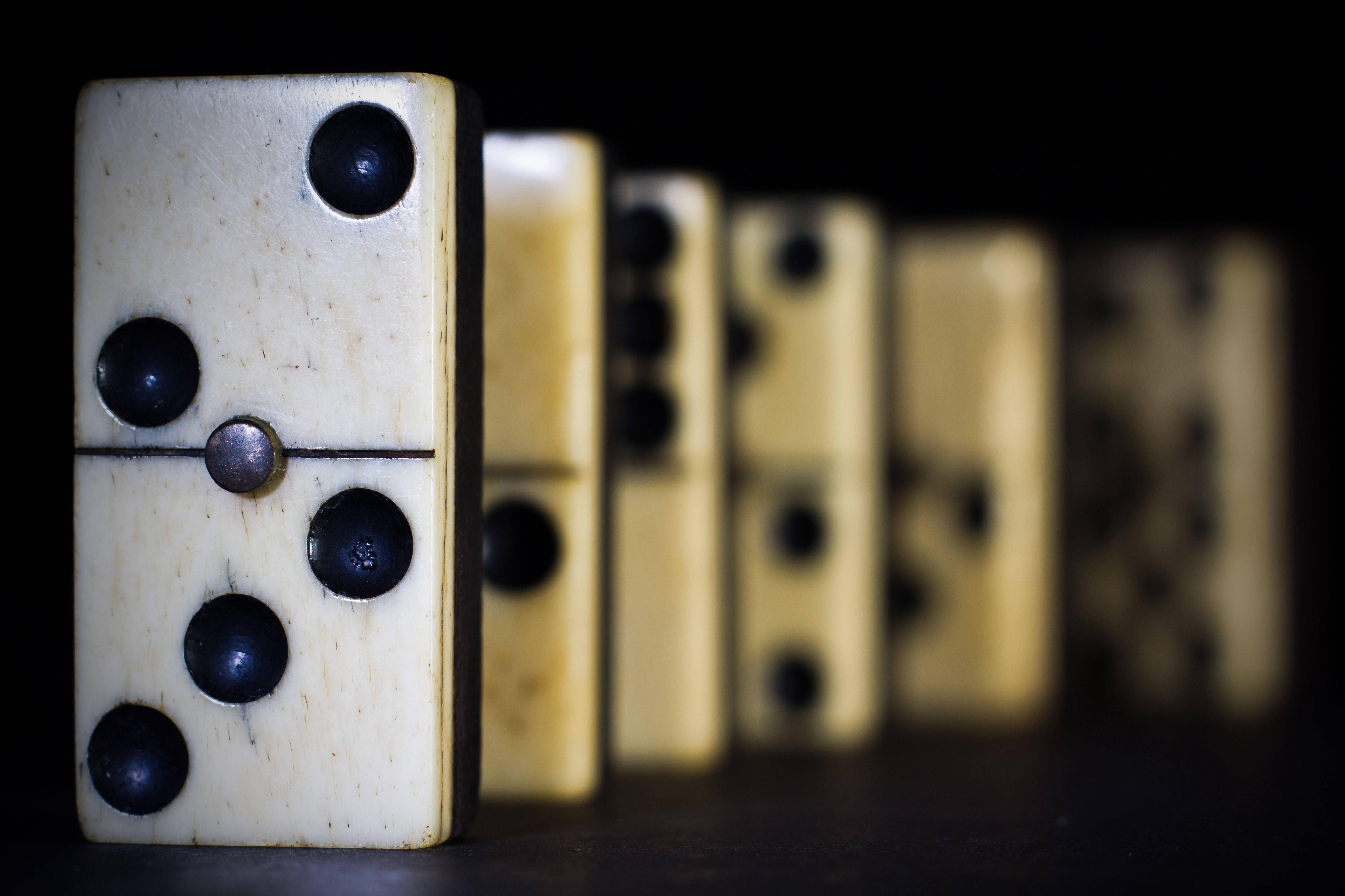 old domino set, ivory dominoes, black dots, 5K Desktop Wallpaper
