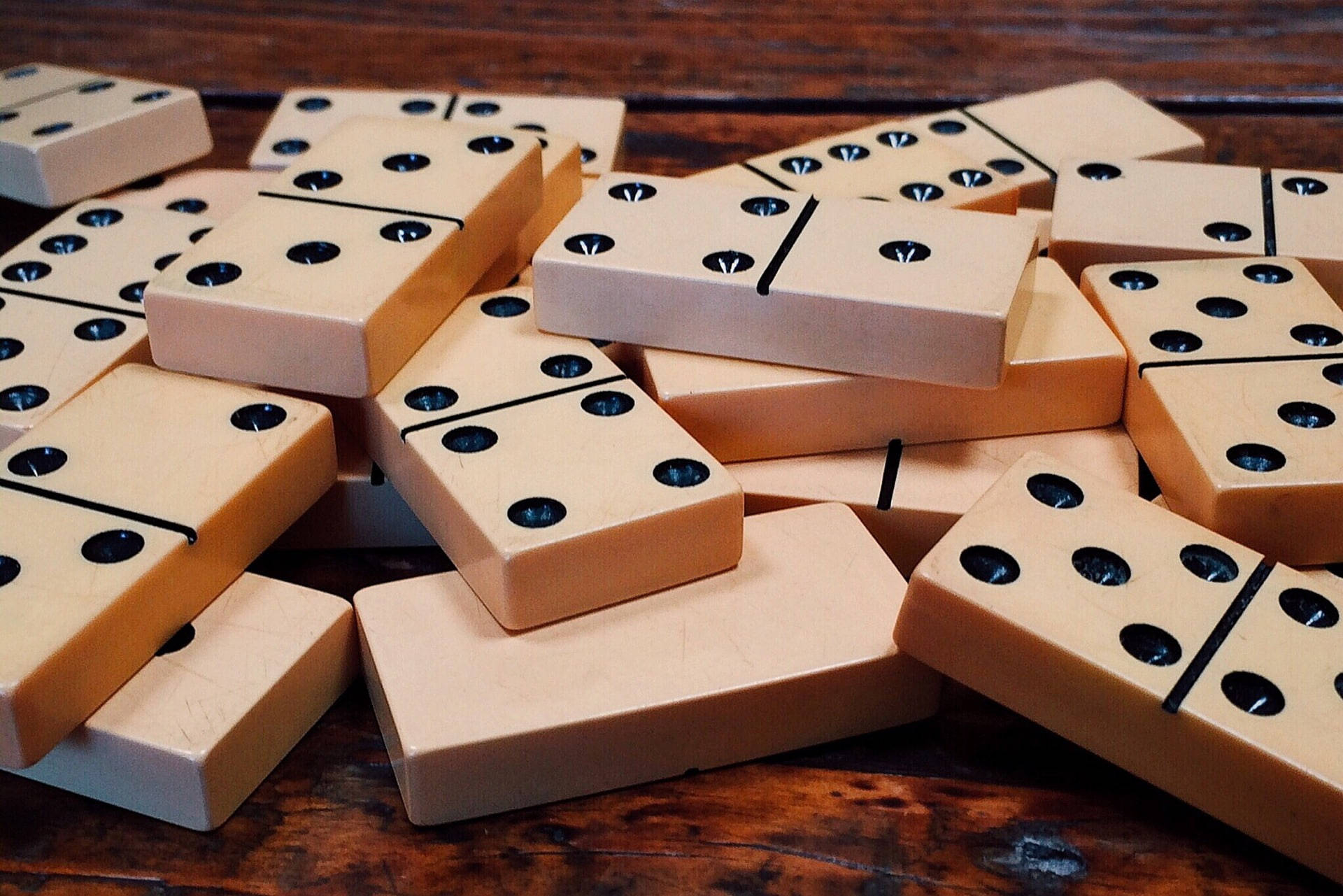 beige domino tiles, cream-colored dominoes, black dots, Full HD Desktop Wallpaper