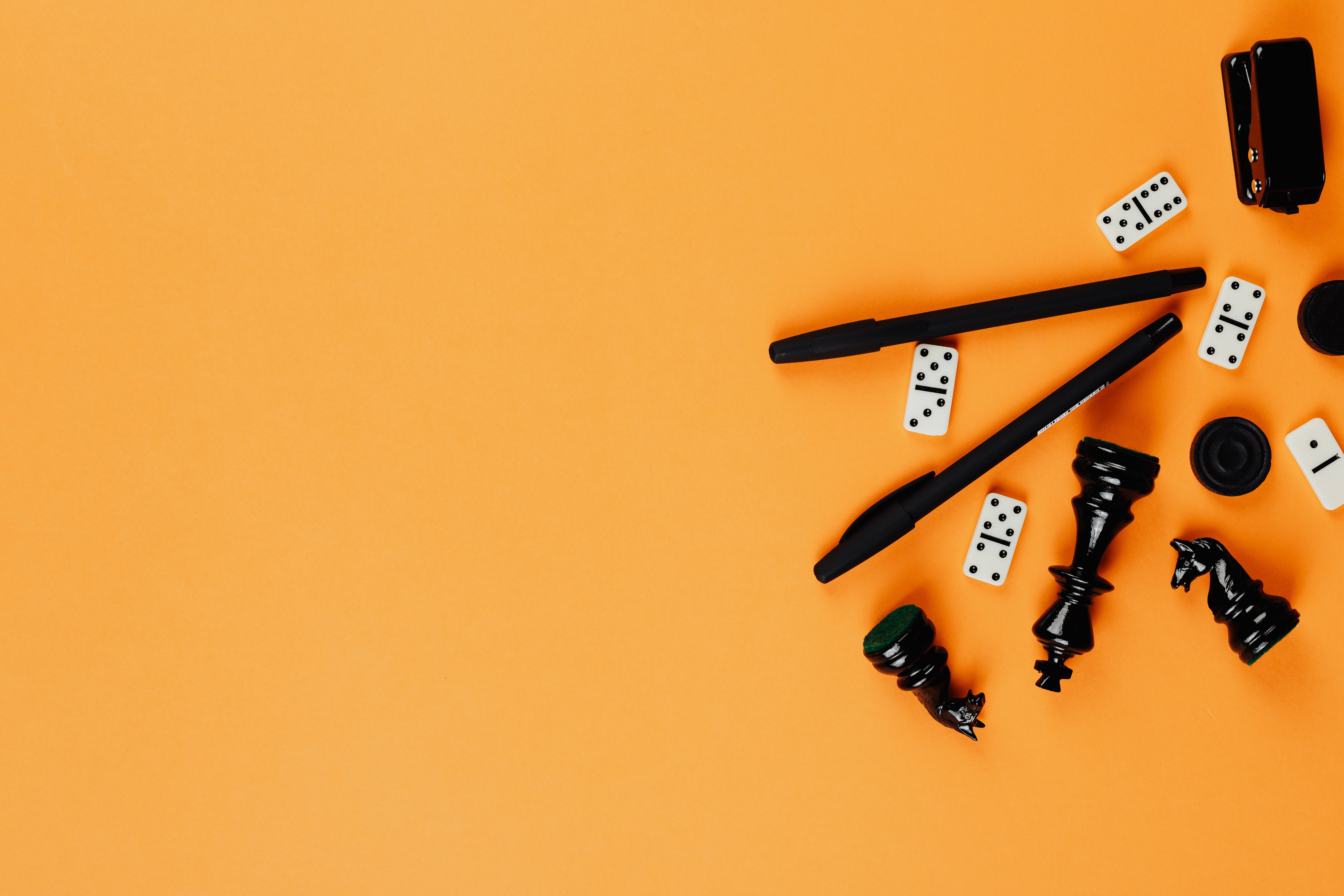 Domino, chess pieces, black, 5K Desktop Wallpaper
