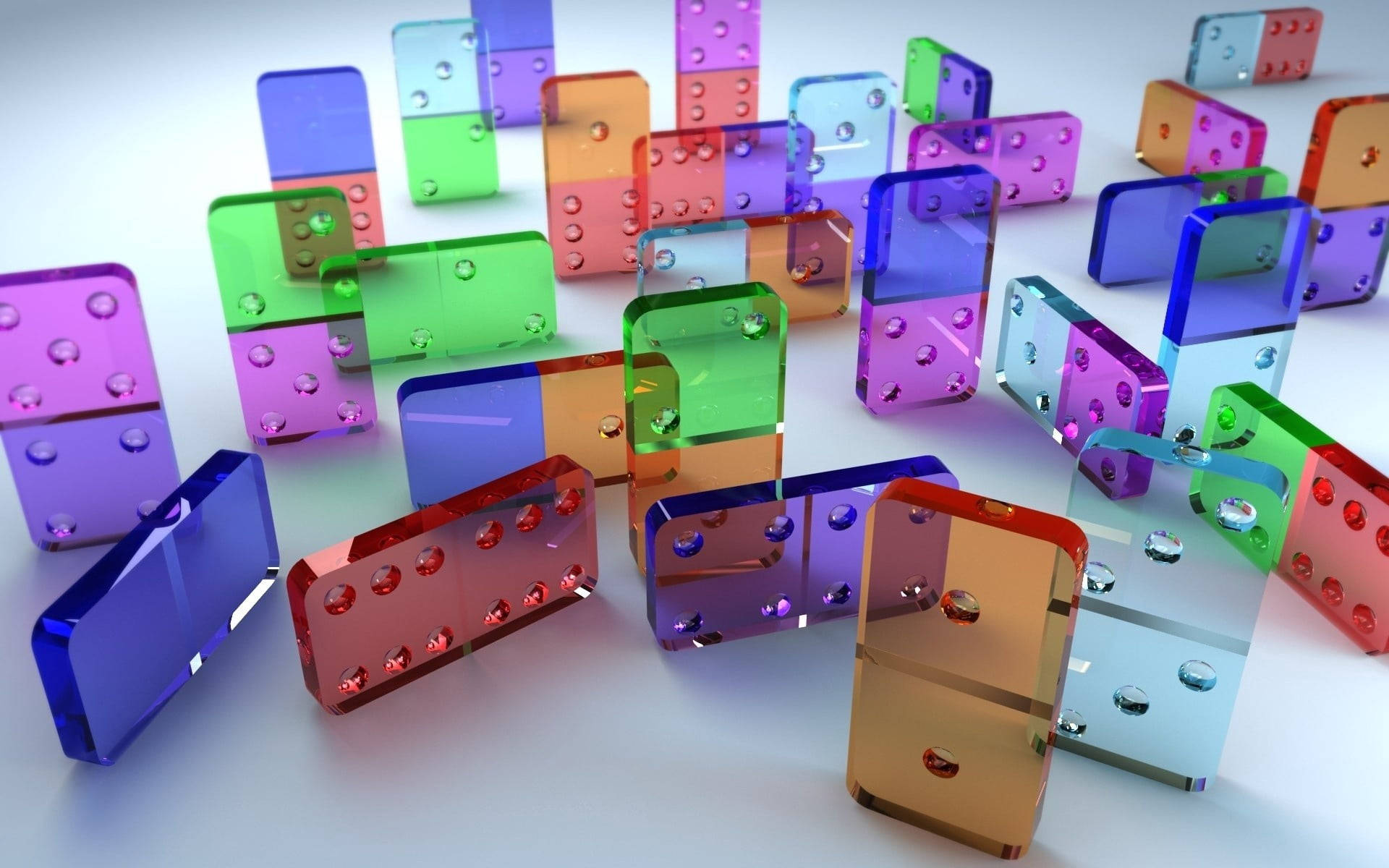 Clear Colored Dominos, rainbow hues, translucent dominoes, Full HD Desktop Wallpaper