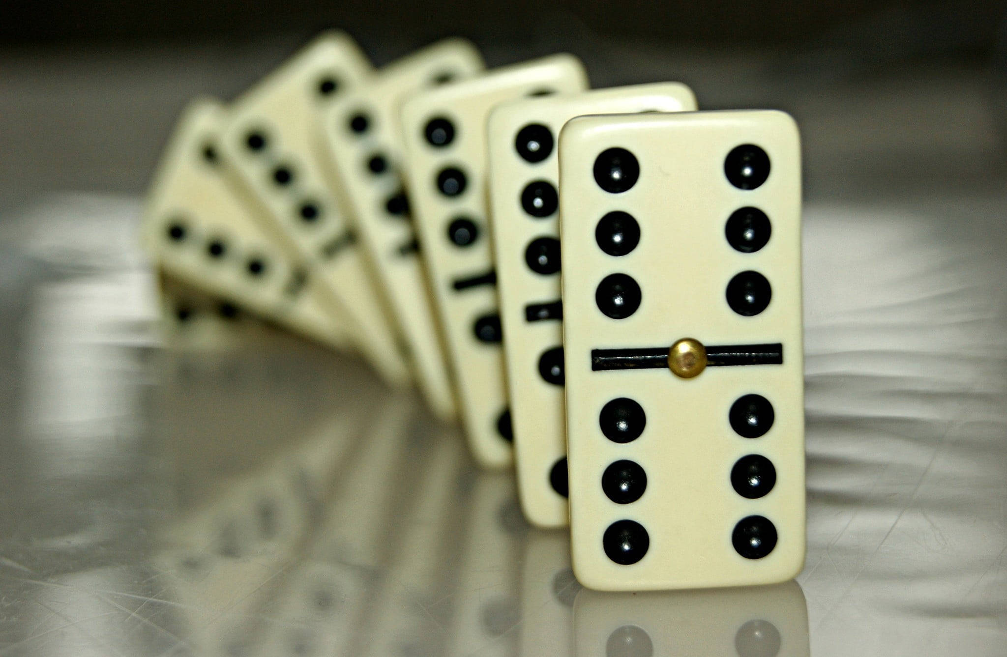 tapering white dominos, cream-colored dominoes, black dots, Full HD Desktop Wallpaper