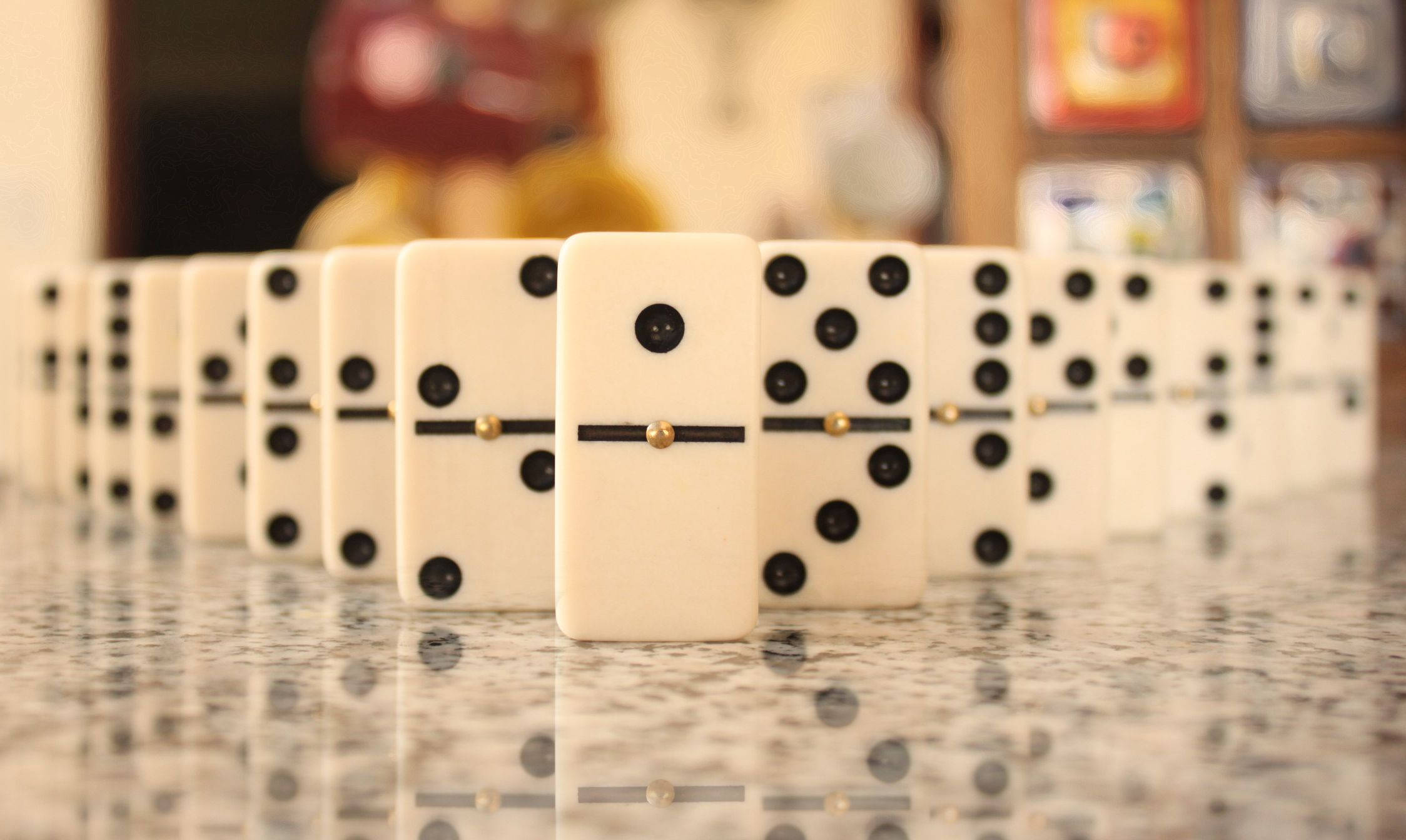 white domino pyramid, cream-colored dominoes, black dots, Full HD Desktop Wallpaper