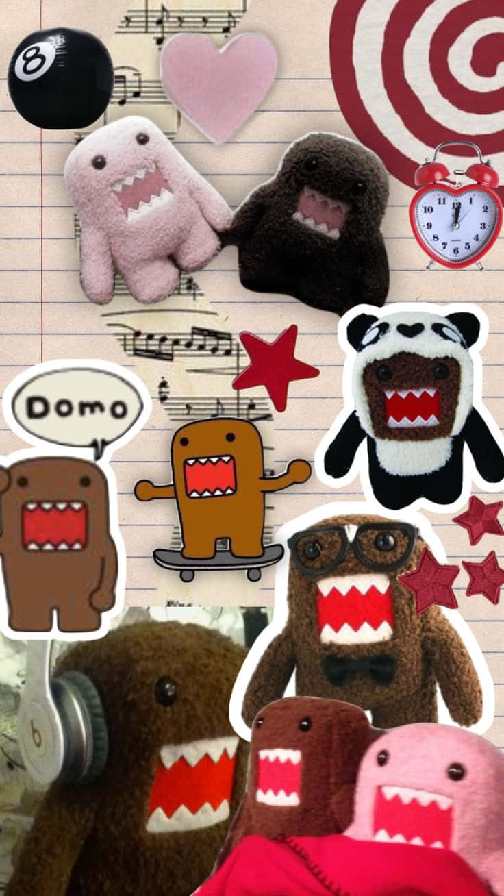 Domo, fuzzy Domo characters, clock, HD Phone Wallpaper