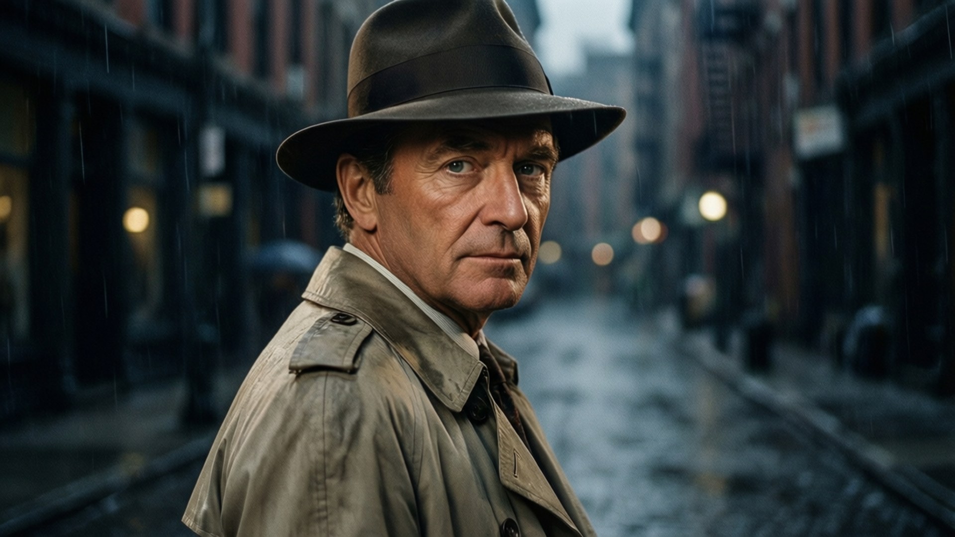 Don Ameche, fedora, trench coat, Full HD Desktop Wallpaper