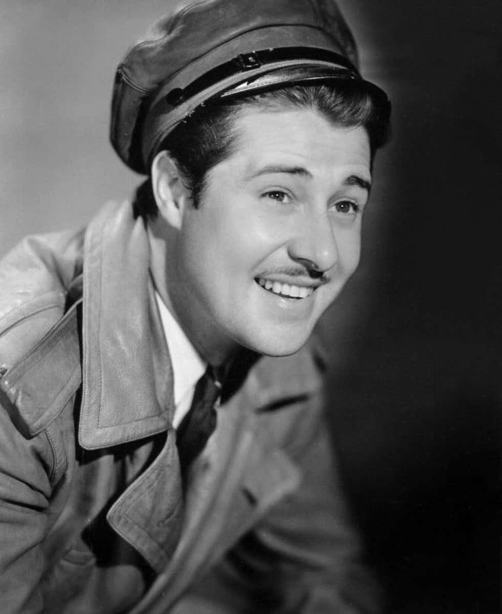 Don Ameche, black and white portrait, soft studio lighting, SD Phone Wallpaper