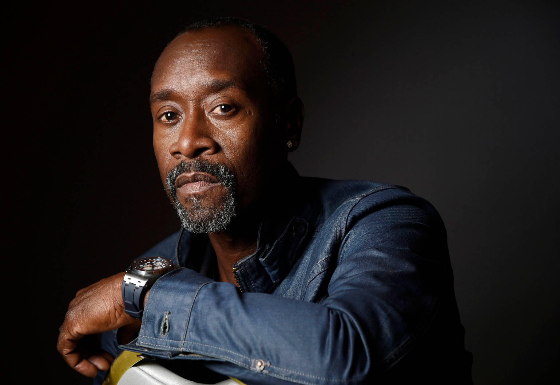 Don Cheadle, gray beard, denim jacket, HD Desktop Wallpaper