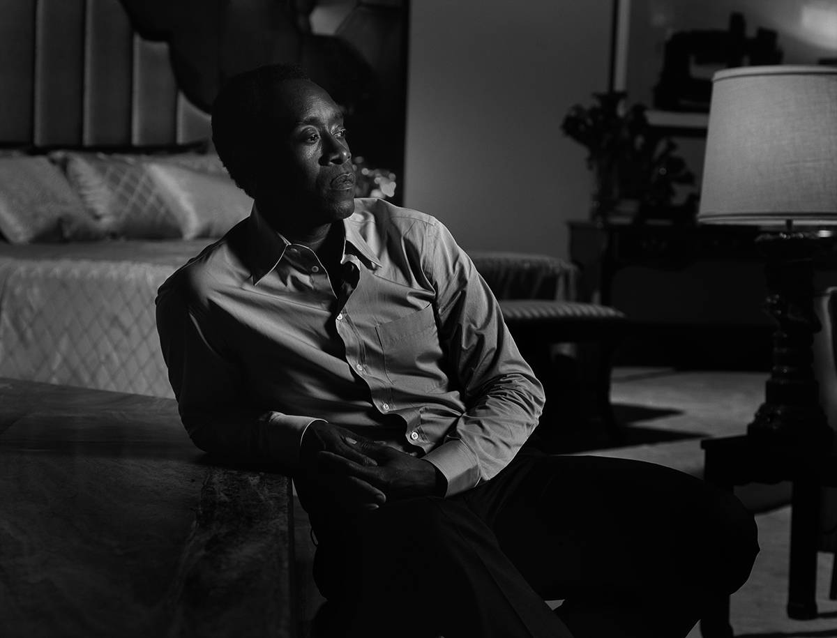 Don Cheadle, dimly lit bedroom, soft lamplight, SD Desktop Wallpaper