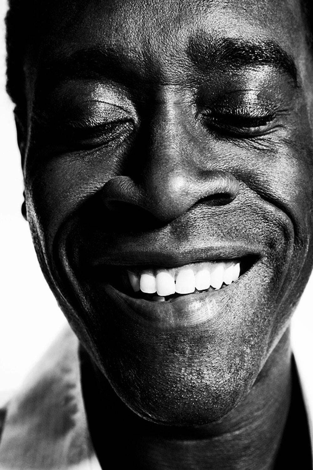 Don Cheadle, black and white, close-up, HD Phone Wallpaper