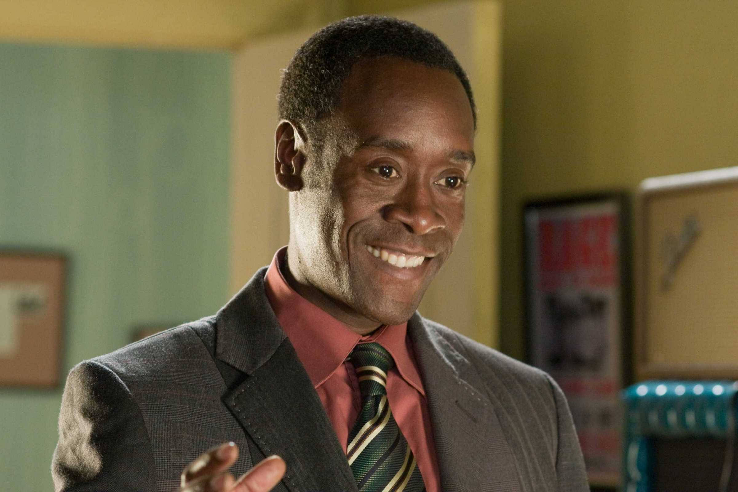 Don Cheadle, suit, striped tie, Full HD Desktop Wallpaper