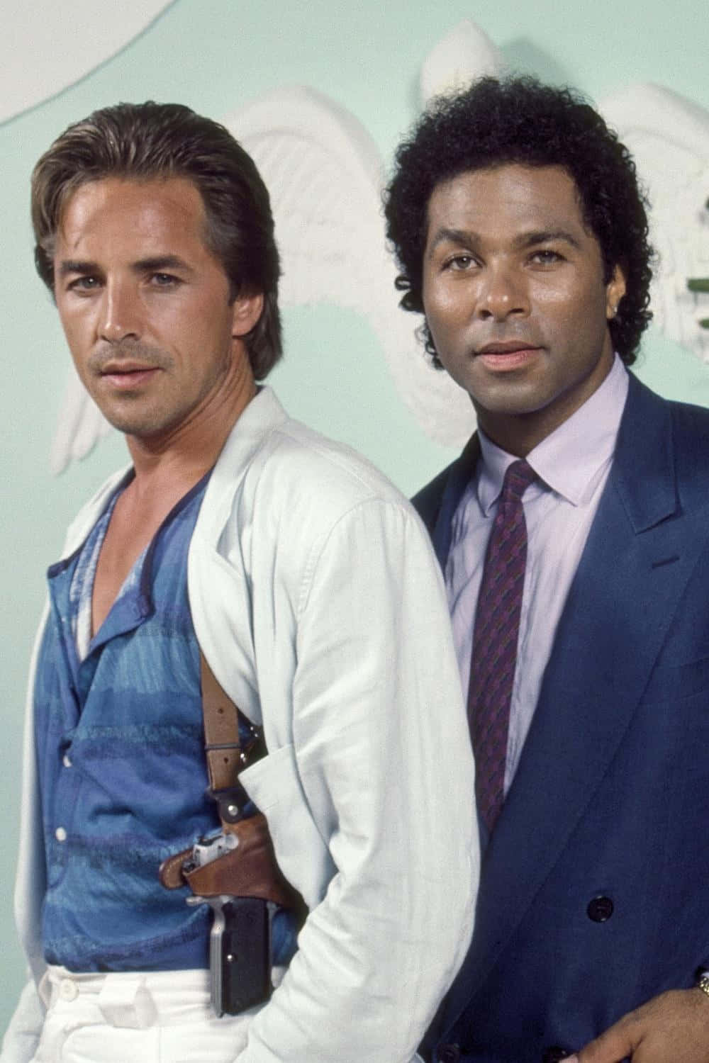 Don Johnson, light green backdrop, white angel wings, HD Phone Wallpaper