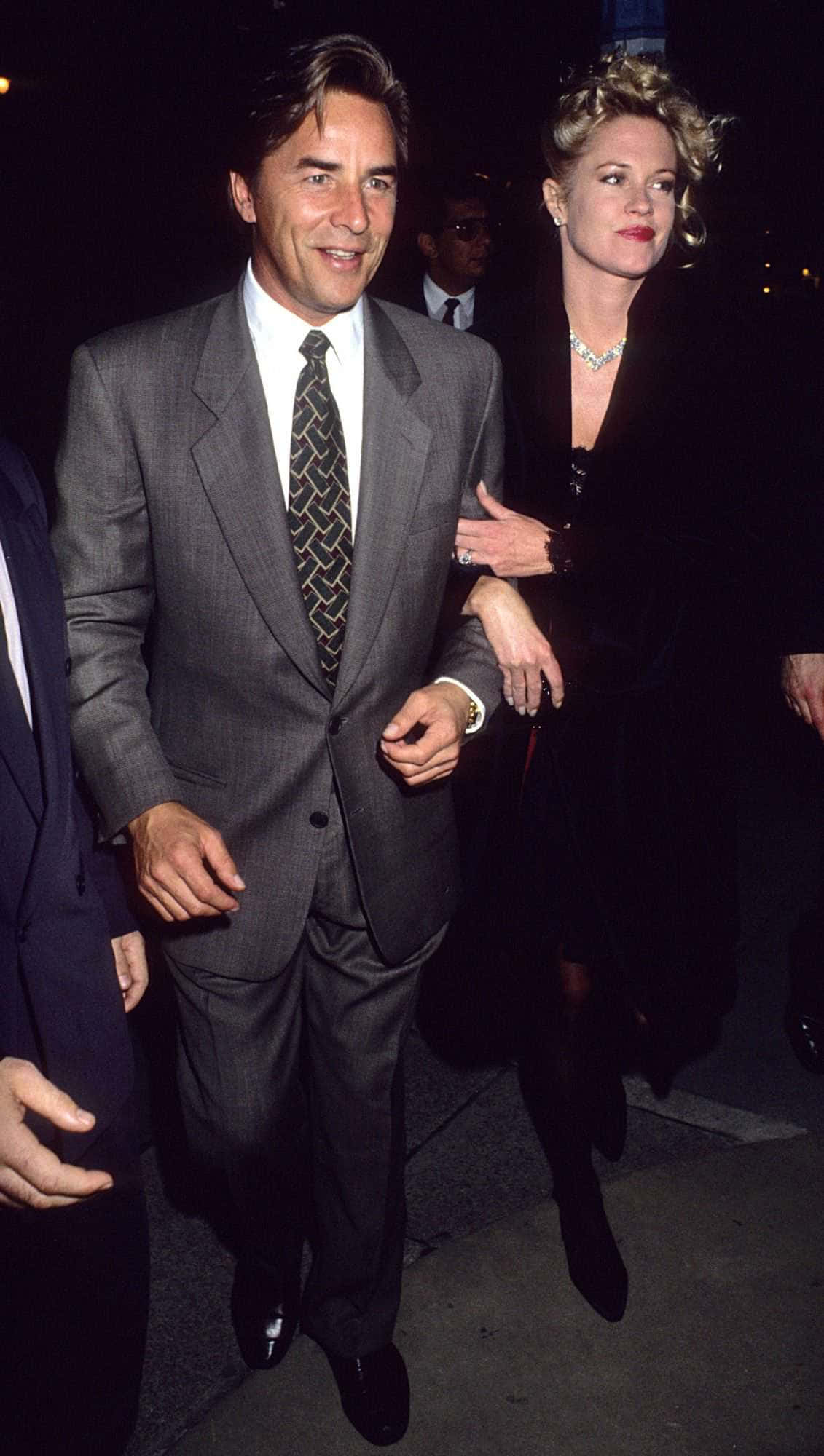 Don Johnson, gray suit, patterned tie, Full HD Phone Wallpaper