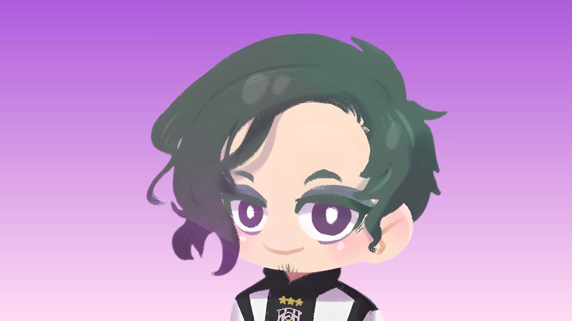 Don Lorenzo, chibi anime character, dark green hair, Full HD Desktop Wallpaper
