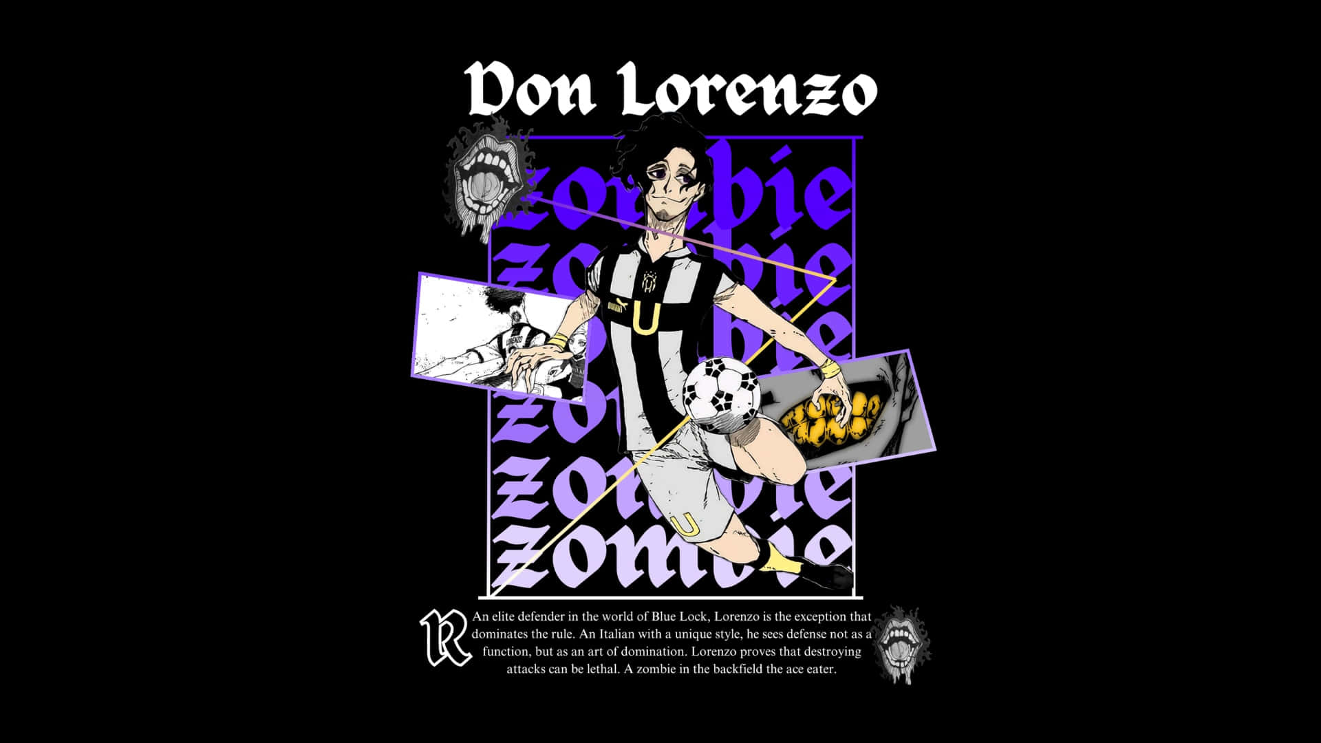Don Lorenzo, black and white striped jersey, soccer ball, Full HD Desktop Wallpaper