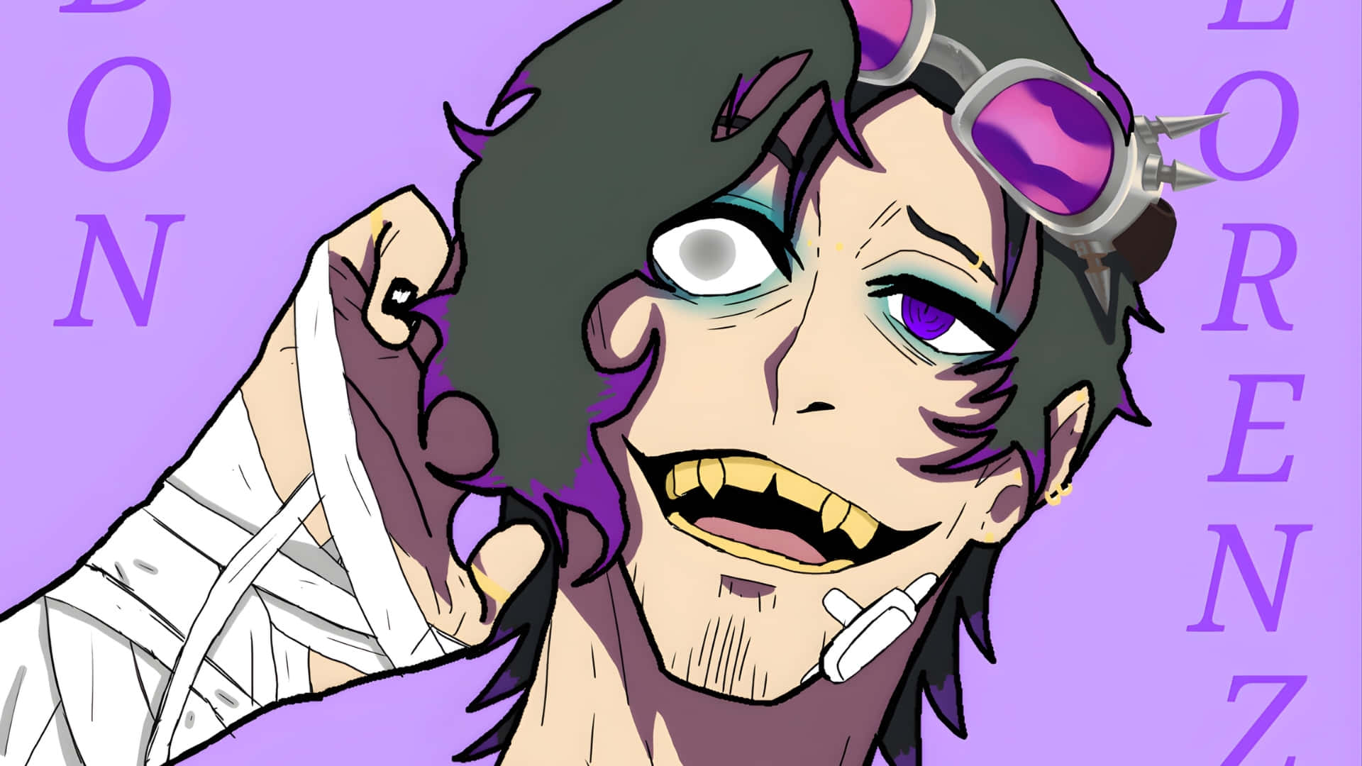 Don Lorenzo, purple eyes, goggles, Full HD Desktop Wallpaper