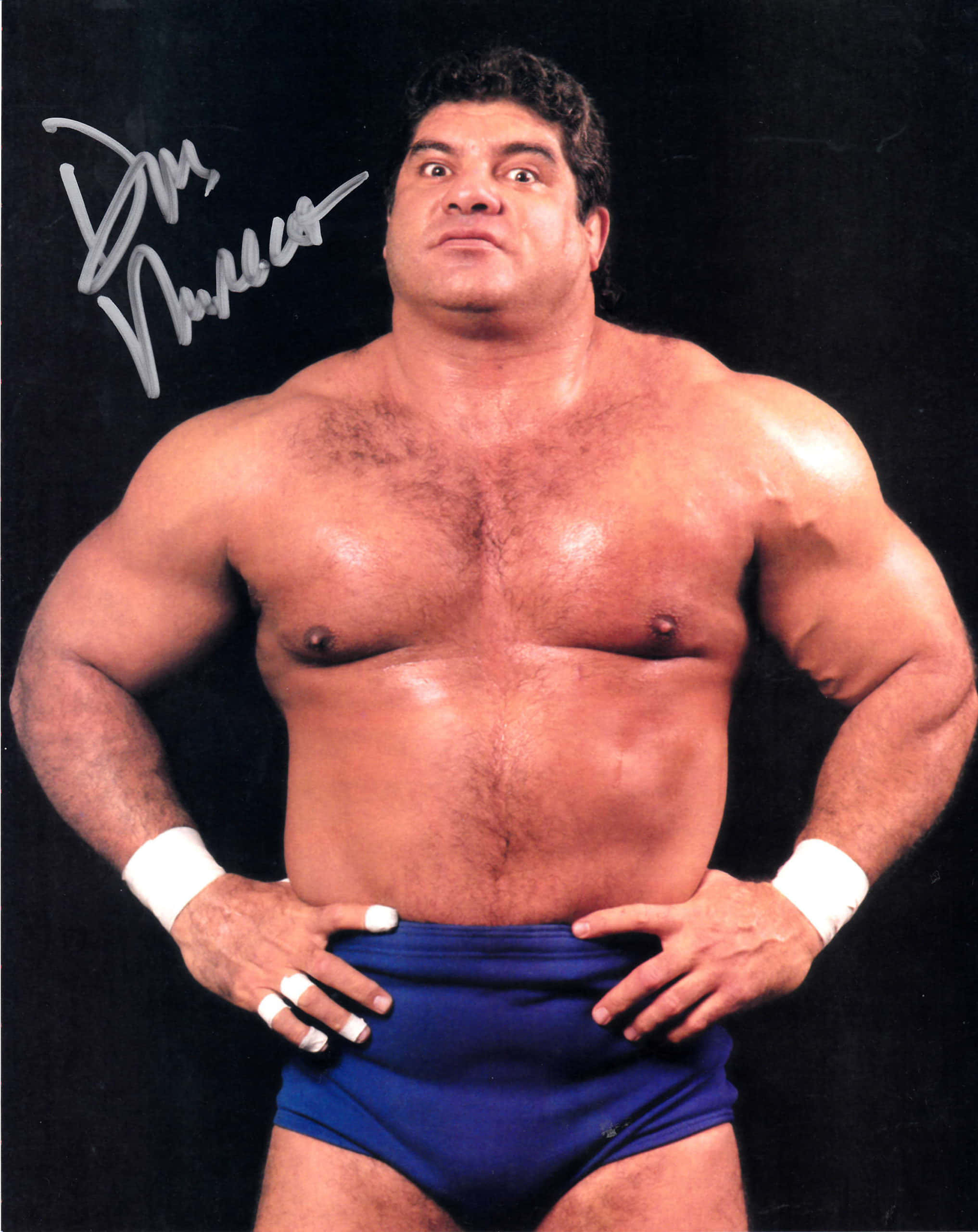 Don Muraco, blue trunks, black background, 2K Phone Wallpaper