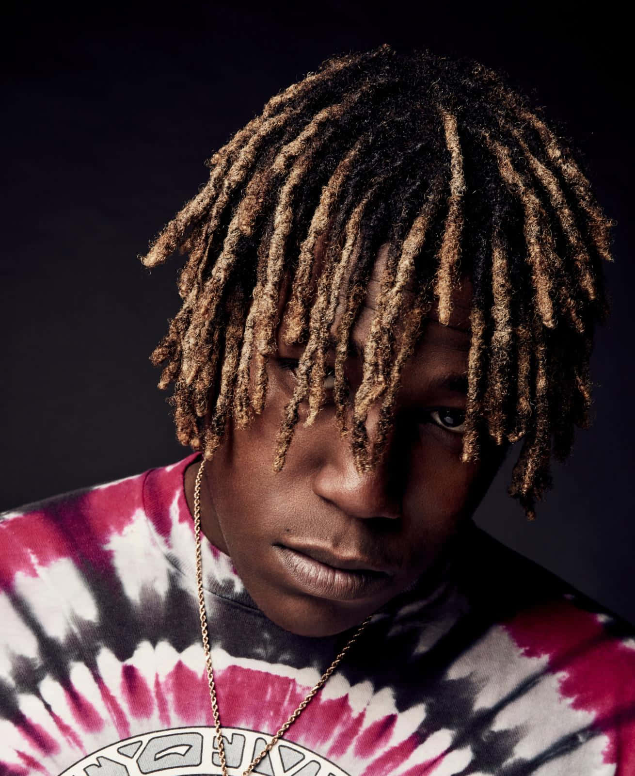 Don Toliver, textured dreadlocks, vibrant tie-dye shirt, HD Phone Wallpaper