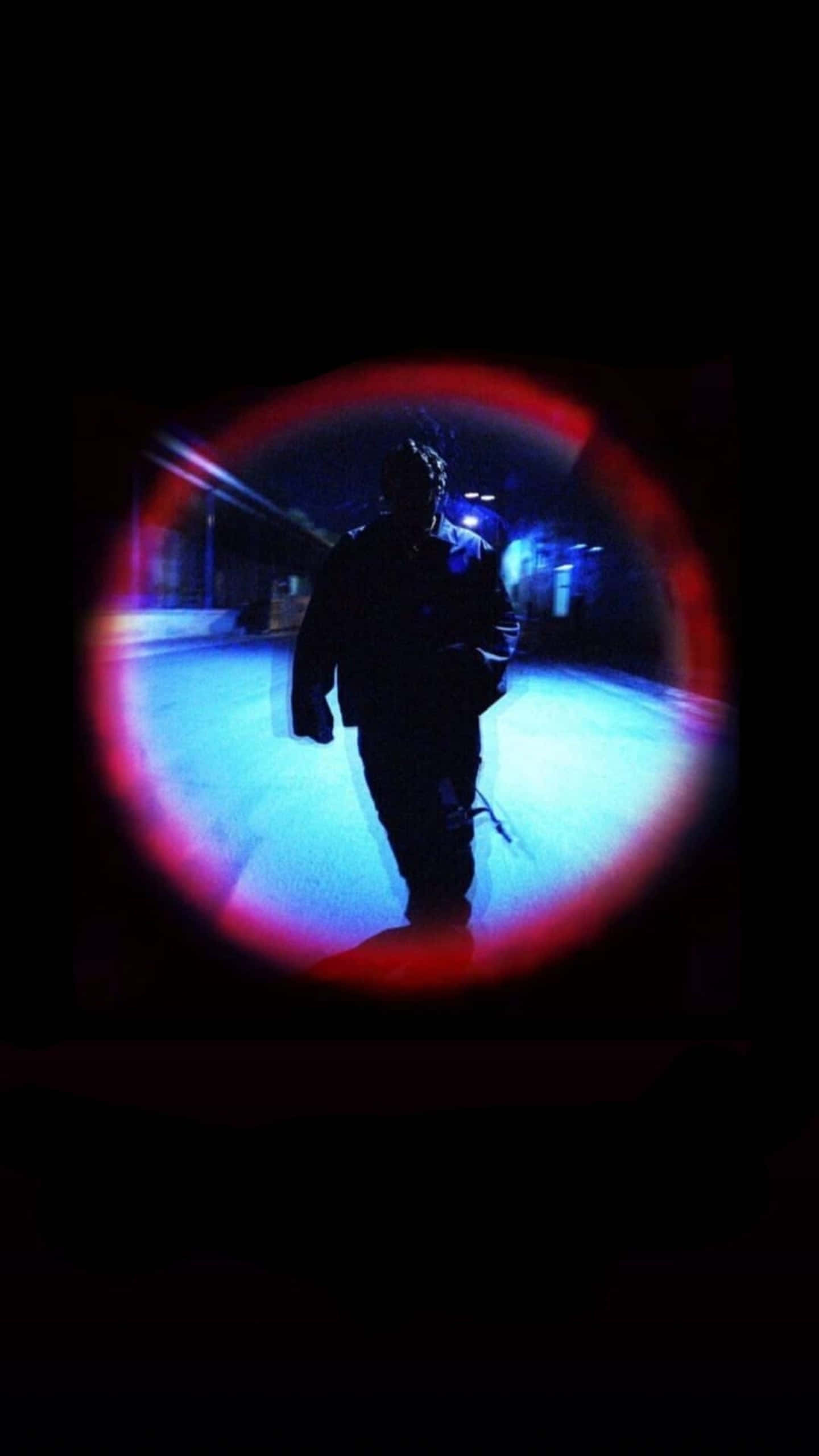 Don Toliver, neon-lit urban alley, red-tinted circular lens, 2K Phone Wallpaper
