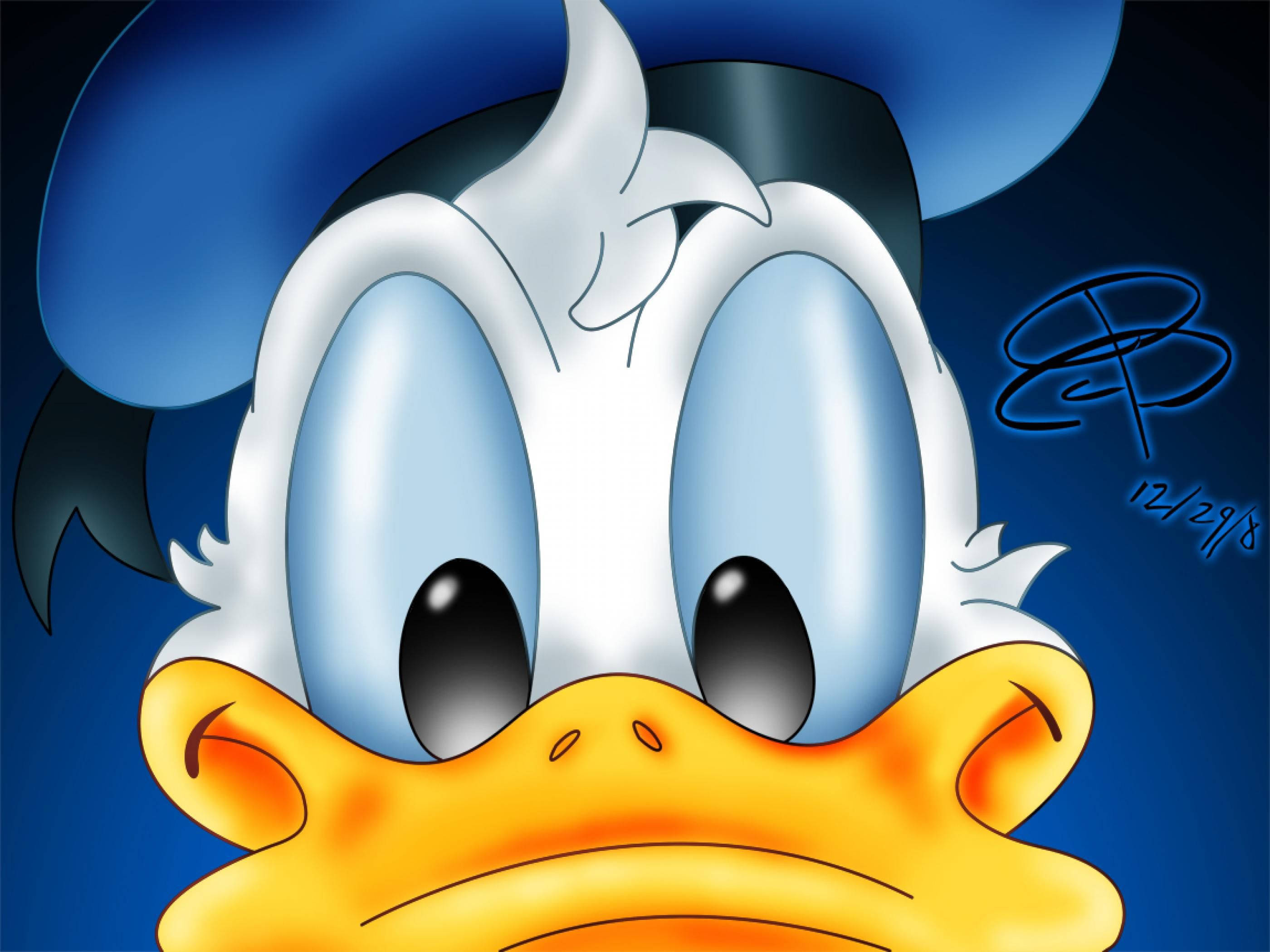 Donald Duck, blue eyes, orange beak, 2K Desktop Wallpaper