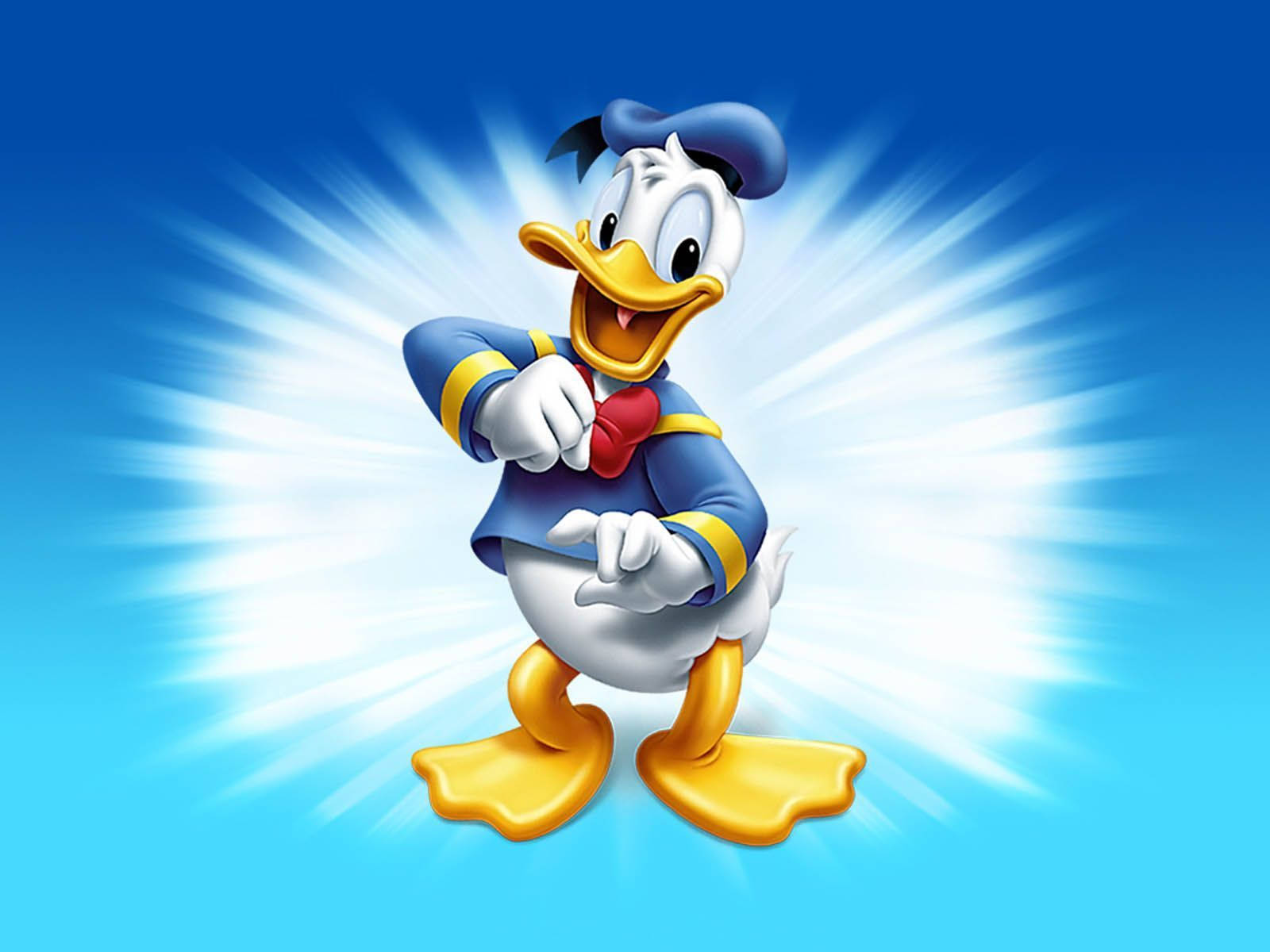 Donald Duck, sailor suit, radiant blue background, HD Desktop Wallpaper