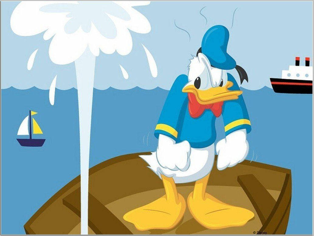 Donald Duck, small boat, giant water spout, SD Desktop Wallpaper