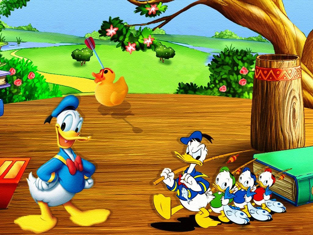 Donald Duck, nephews, toy guns, SD Desktop Wallpaper