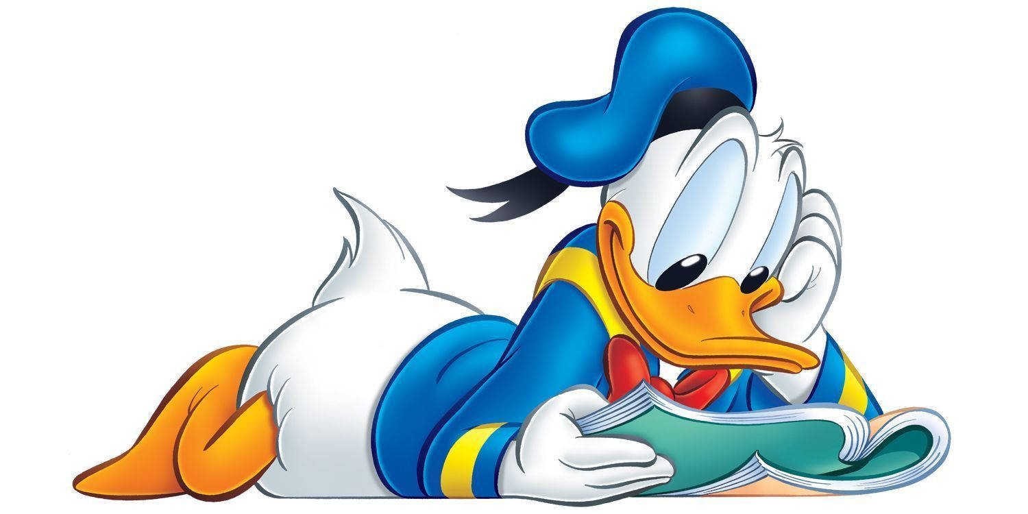 Donald Duck, green book, thoughtful expression, HD Desktop Wallpaper