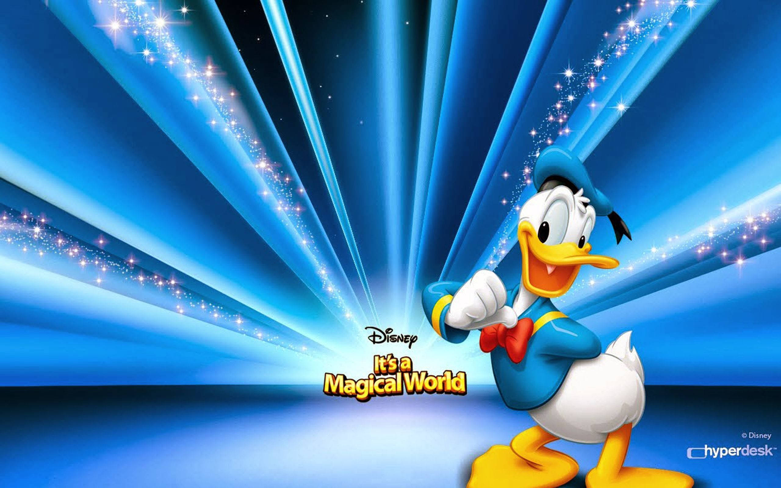 Donald Duck, blue sailor suit, radiant blue background, 2K Desktop Wallpaper