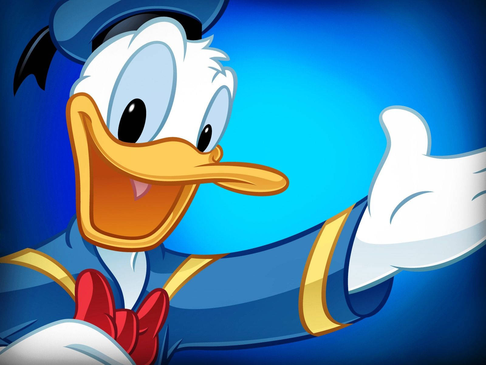 Donald Duck, sailor outfit, vibrant blue gradient background, HD Desktop Wallpaper