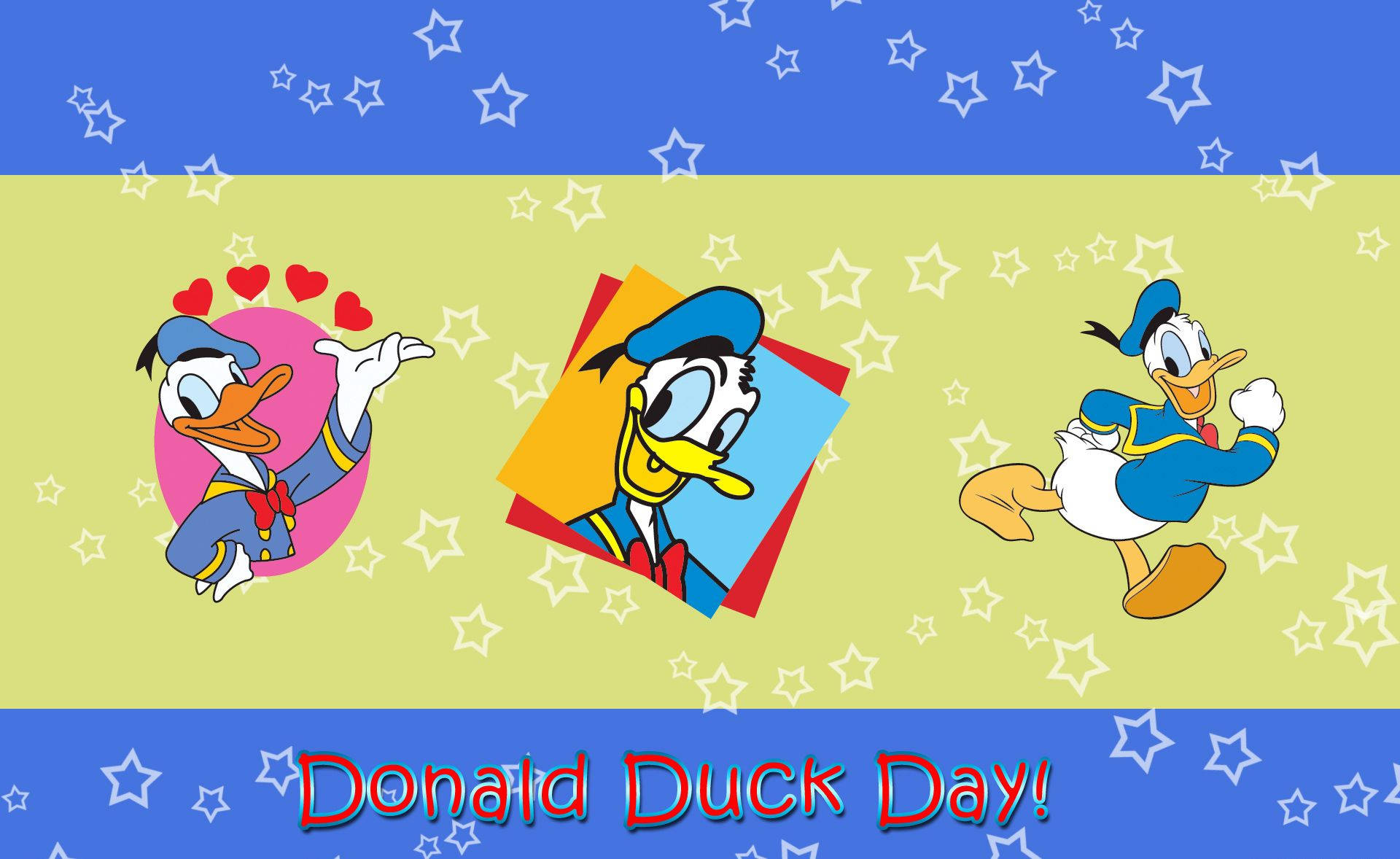 Donald Duck, stars, hearts, Full HD Desktop Wallpaper