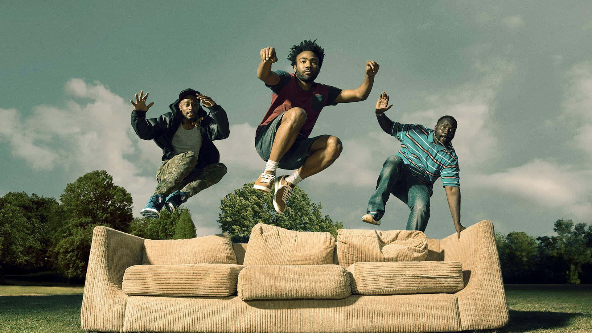 Donald Glover, couch, beige corduroy couch, Full HD Desktop Wallpaper