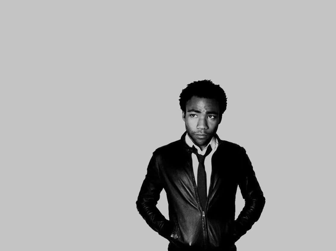 Donald Glover, black leather jacket, tie, SD Desktop Wallpaper