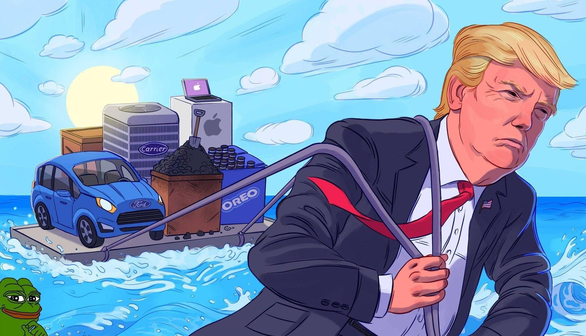 Donald Trump, Ford car, Apple laptop, Full HD Desktop Wallpaper