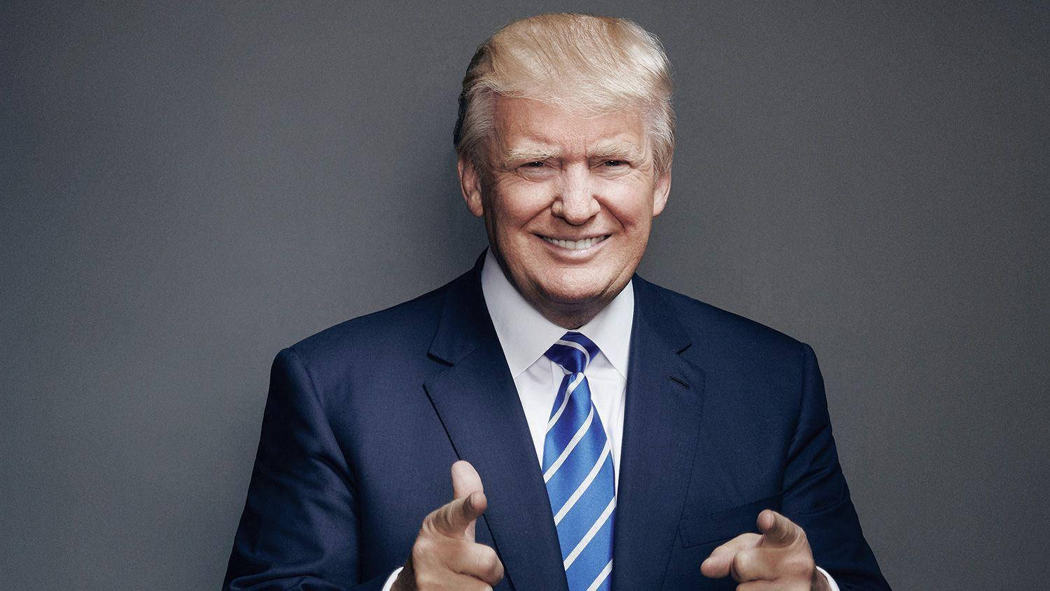 Donald Trump, navy suit, blue striped tie, HD Desktop Wallpaper
