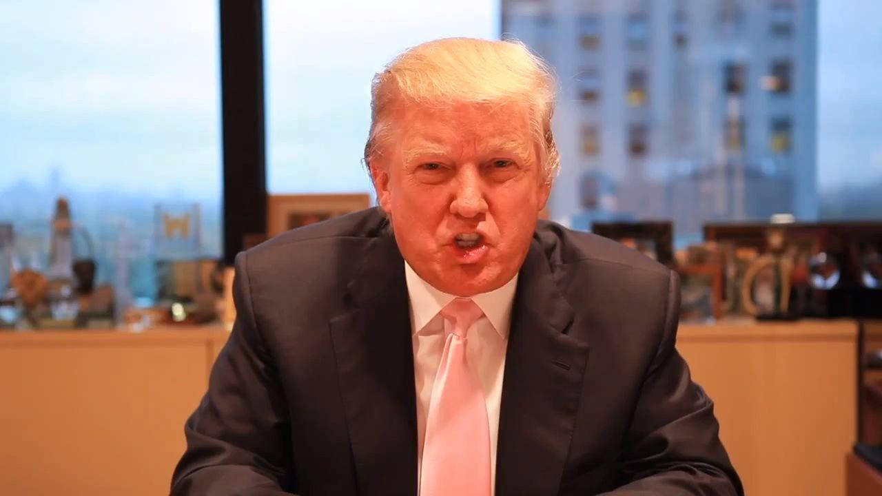 Donald Trump, dark suit, pink tie, HD Desktop Wallpaper