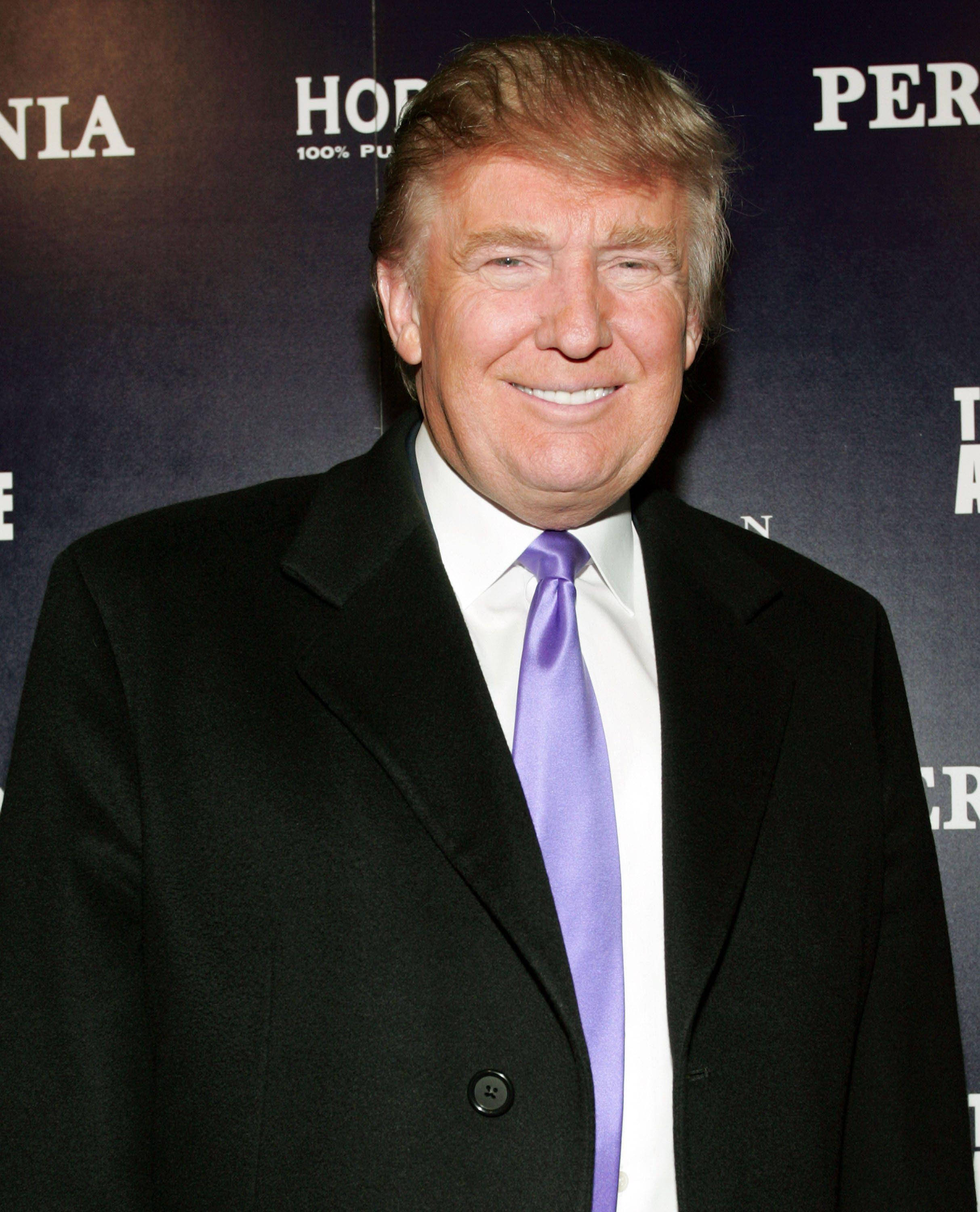 Donald Trump, periwinkle tie, black coat, 2K Phone Wallpaper