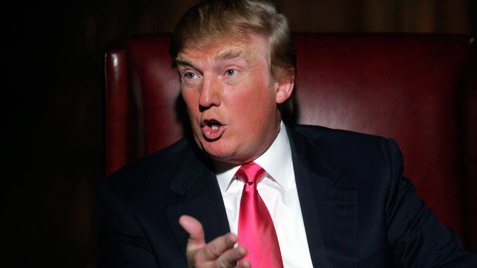 Donald Trump, dark suit, bright red tie, Full HD Desktop Wallpaper