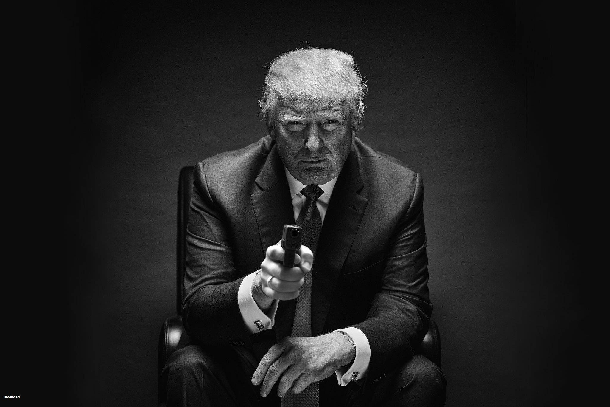 Donald Trump, gun, suit, Full HD Desktop Wallpaper