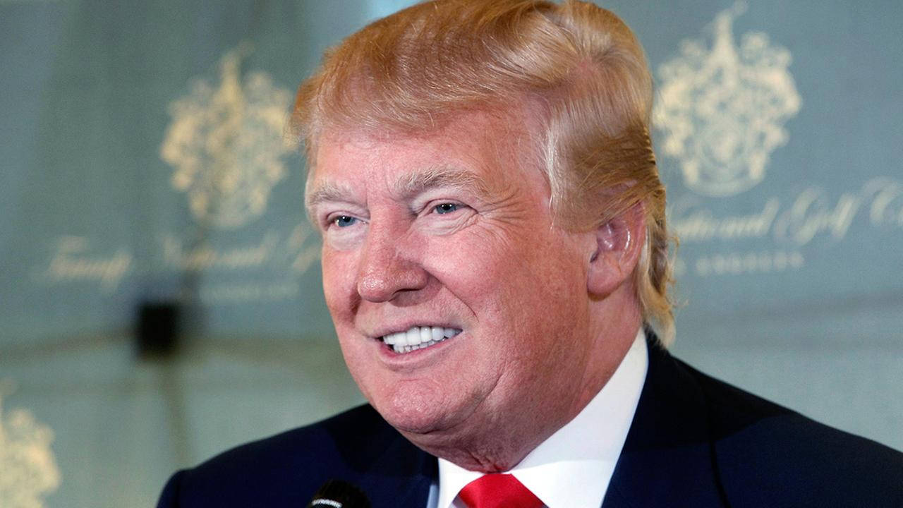 Donald Trump, dark suit, red tie, HD Desktop Wallpaper
