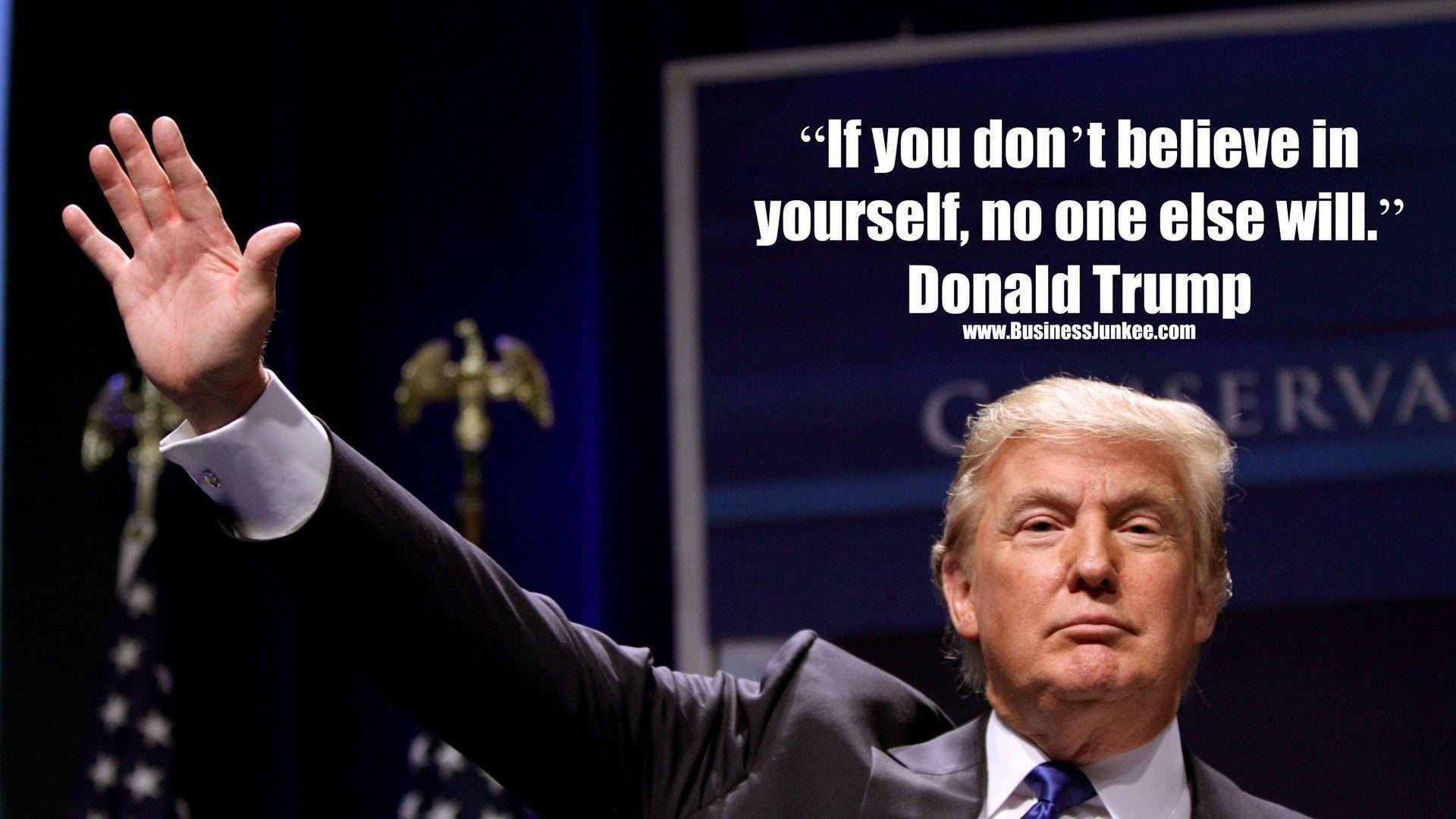 Donald Trump, quote overlay, dark stage, Full HD Desktop Wallpaper