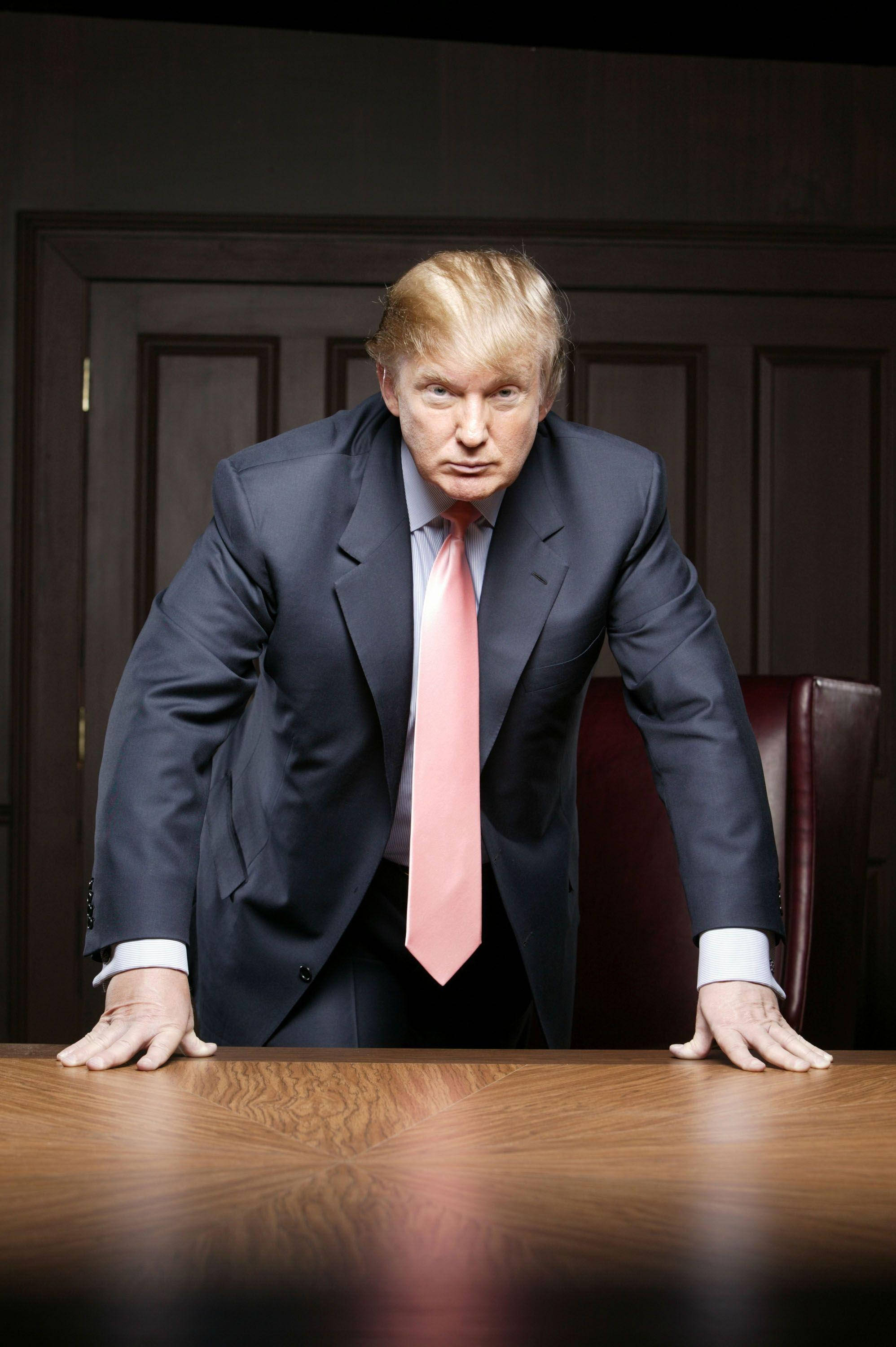 Donald Trump, dark suit, pink tie, 2K Phone Wallpaper
