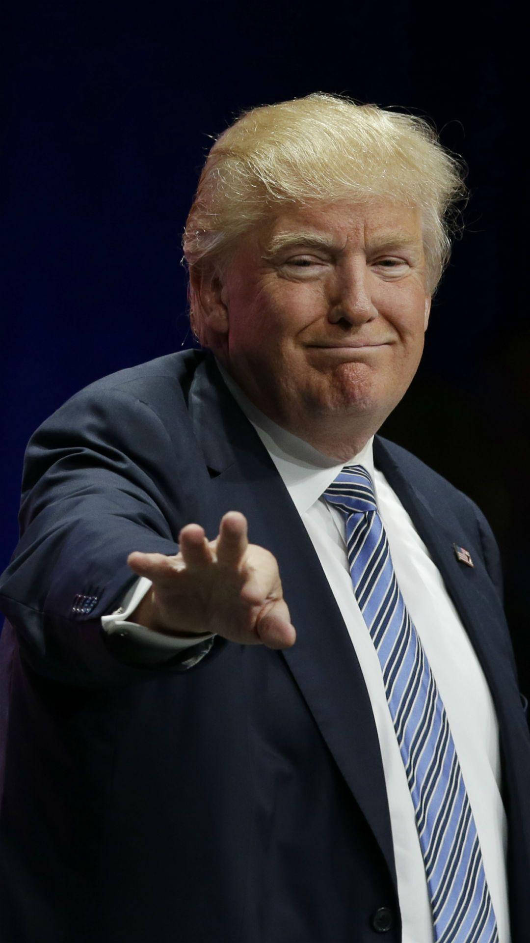 Donald Trump, dark suit, blue striped tie, Full HD Phone Wallpaper