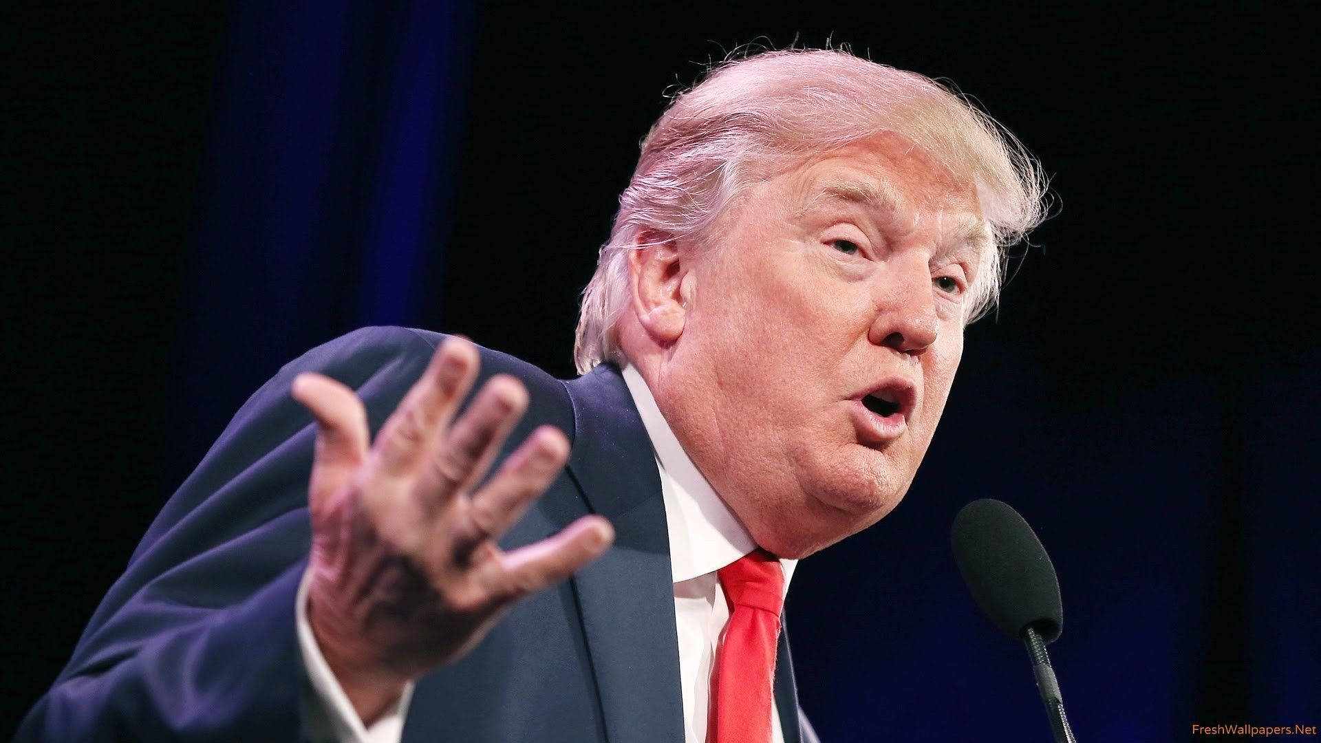 Donald Trump, hand out, microphone, Full HD Desktop Wallpaper
