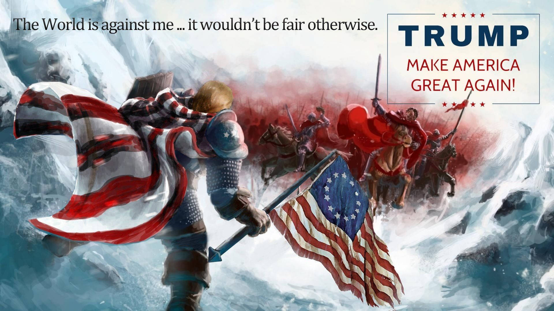 Donald Trump, American flag attire, cavalry charges, Full HD Desktop Wallpaper