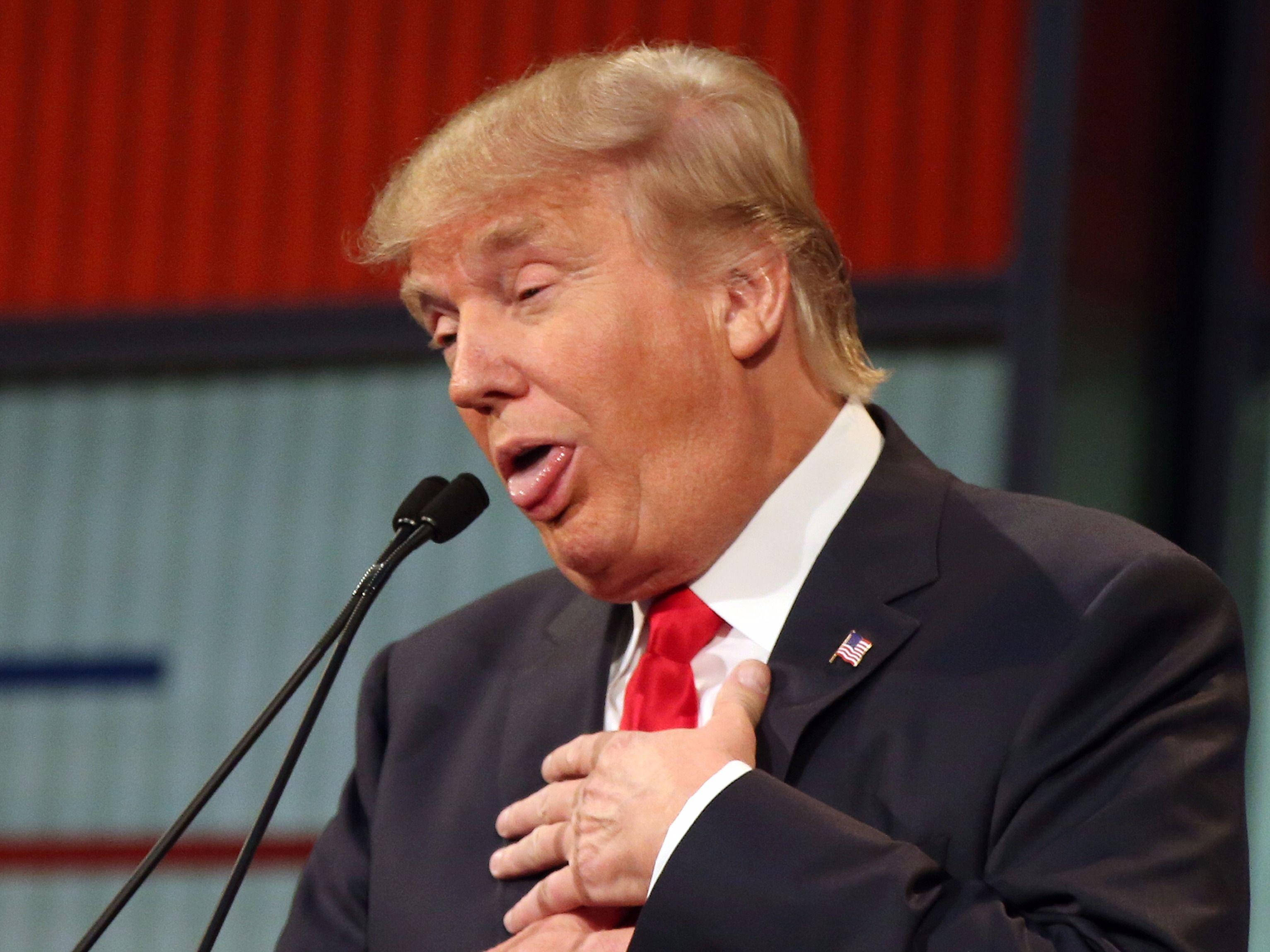 Donald Trump, dark suit, red tie, 2K Desktop Wallpaper