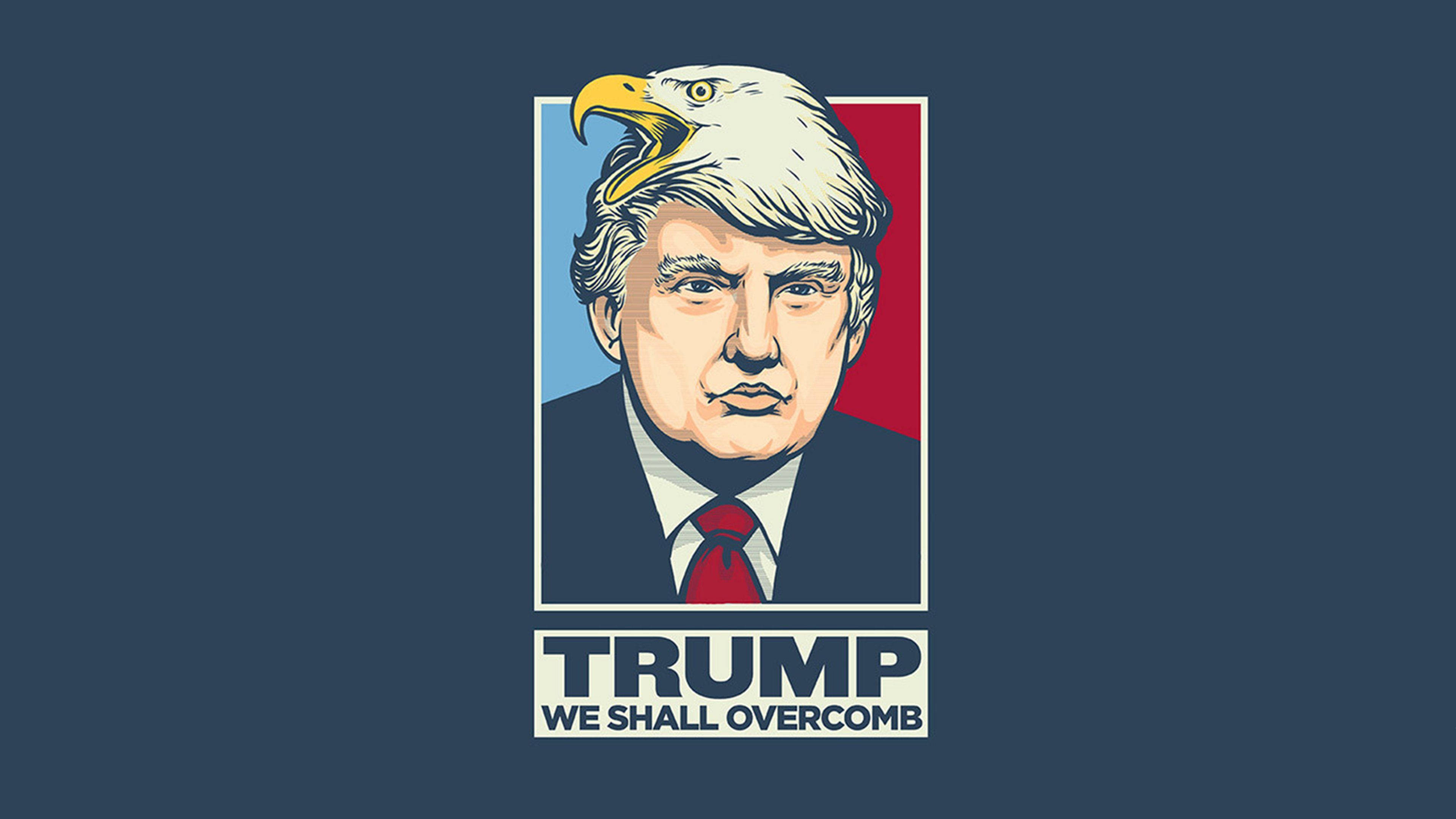 Donald Trump, eagle head, red blue background, 4K Desktop Wallpaper
