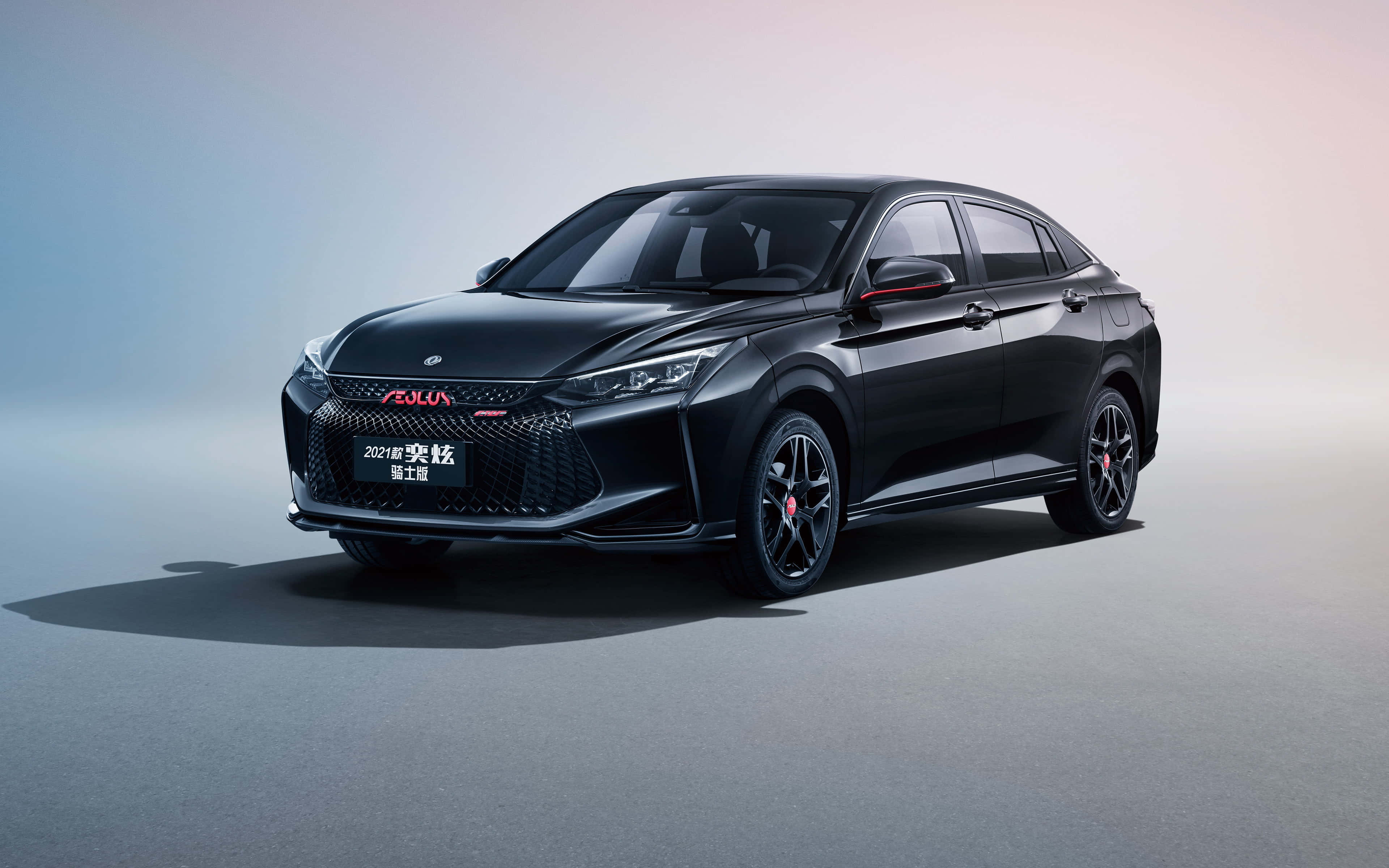 Dongfeng, sleek black sedan, red accents, 4K Desktop Wallpaper