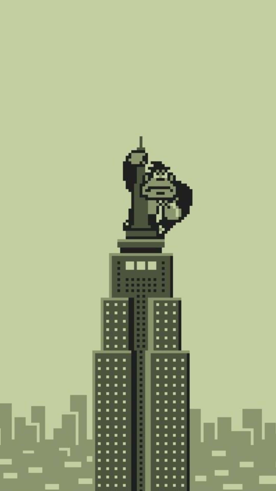Donkey Kong, pixel art, muscular figure, Full HD Phone Wallpaper