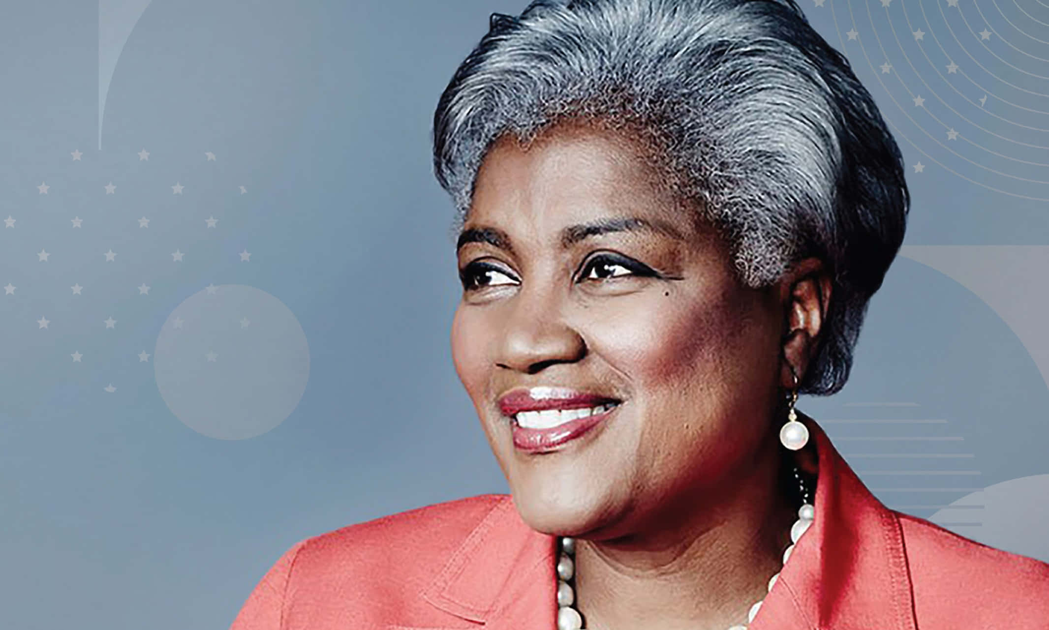 Donna Brazile, coral blazer, pearl jewelry, Full HD Desktop Wallpaper
